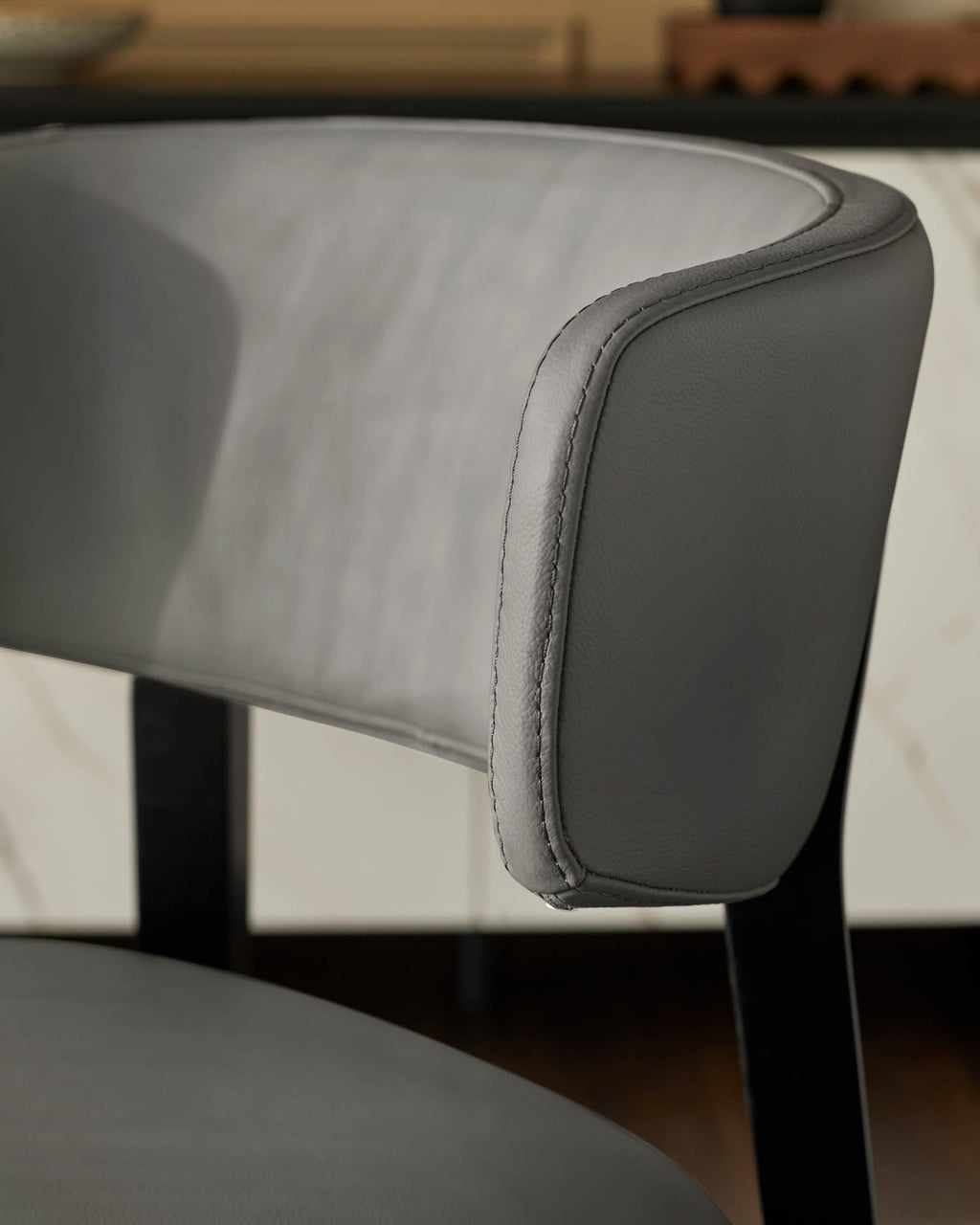 Harris dark grey leather dining chair