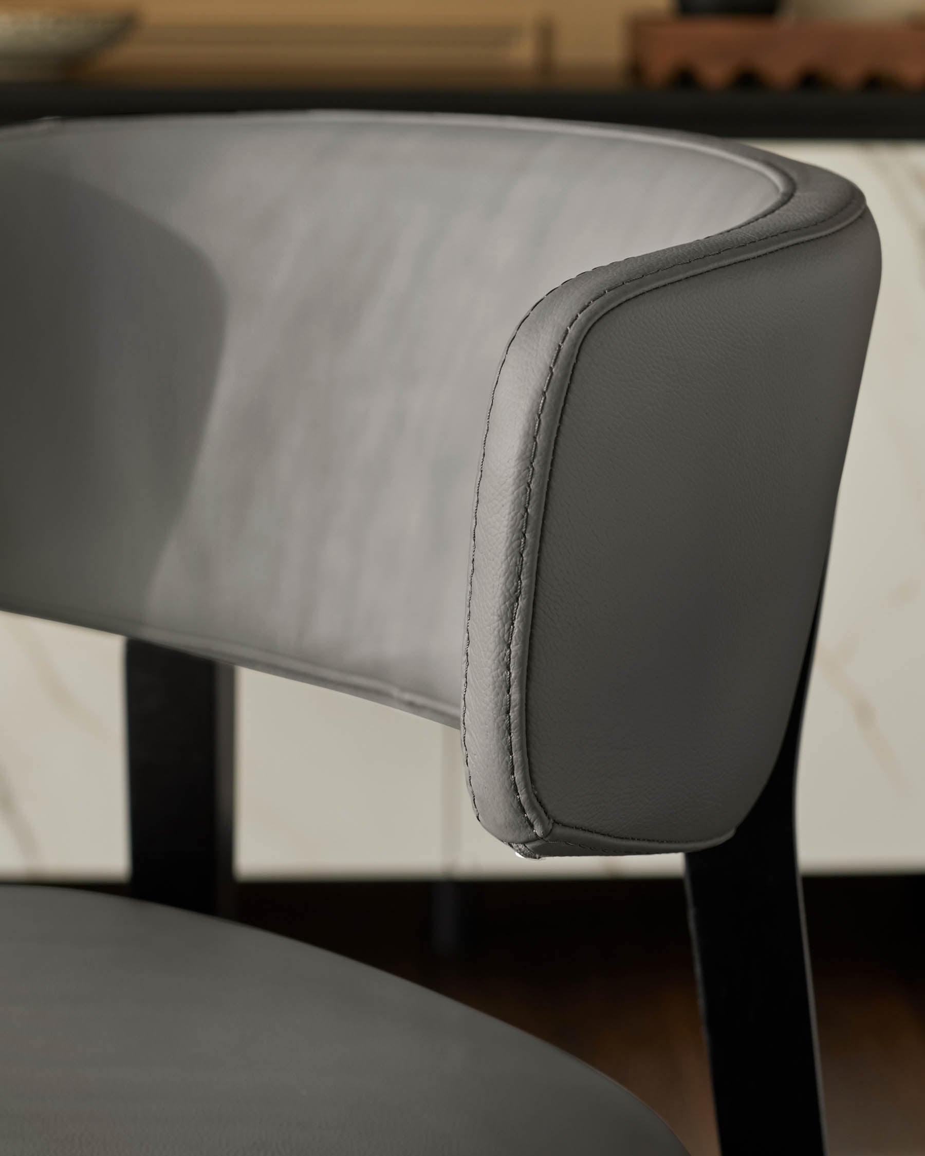 Harris dark grey leather dining chair