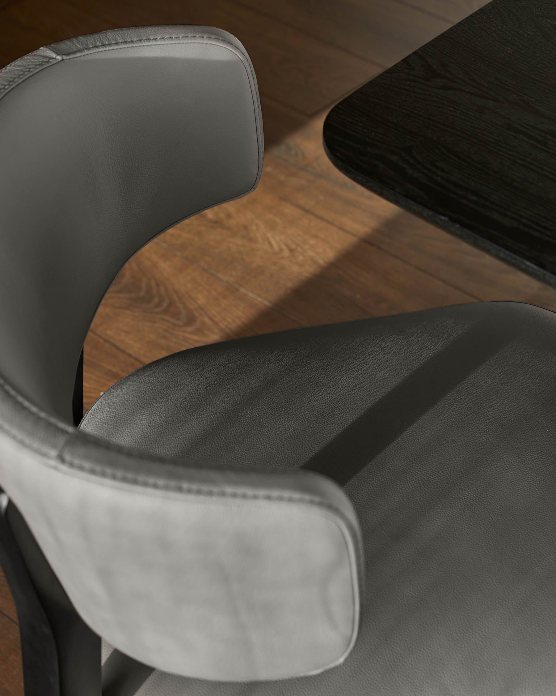 Harris dark grey leather dining chair