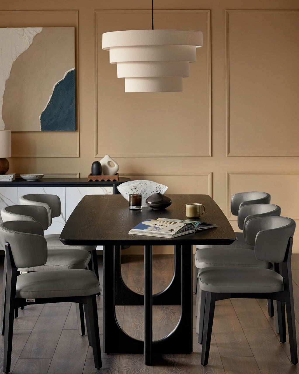 Harris dark grey leather dining chair