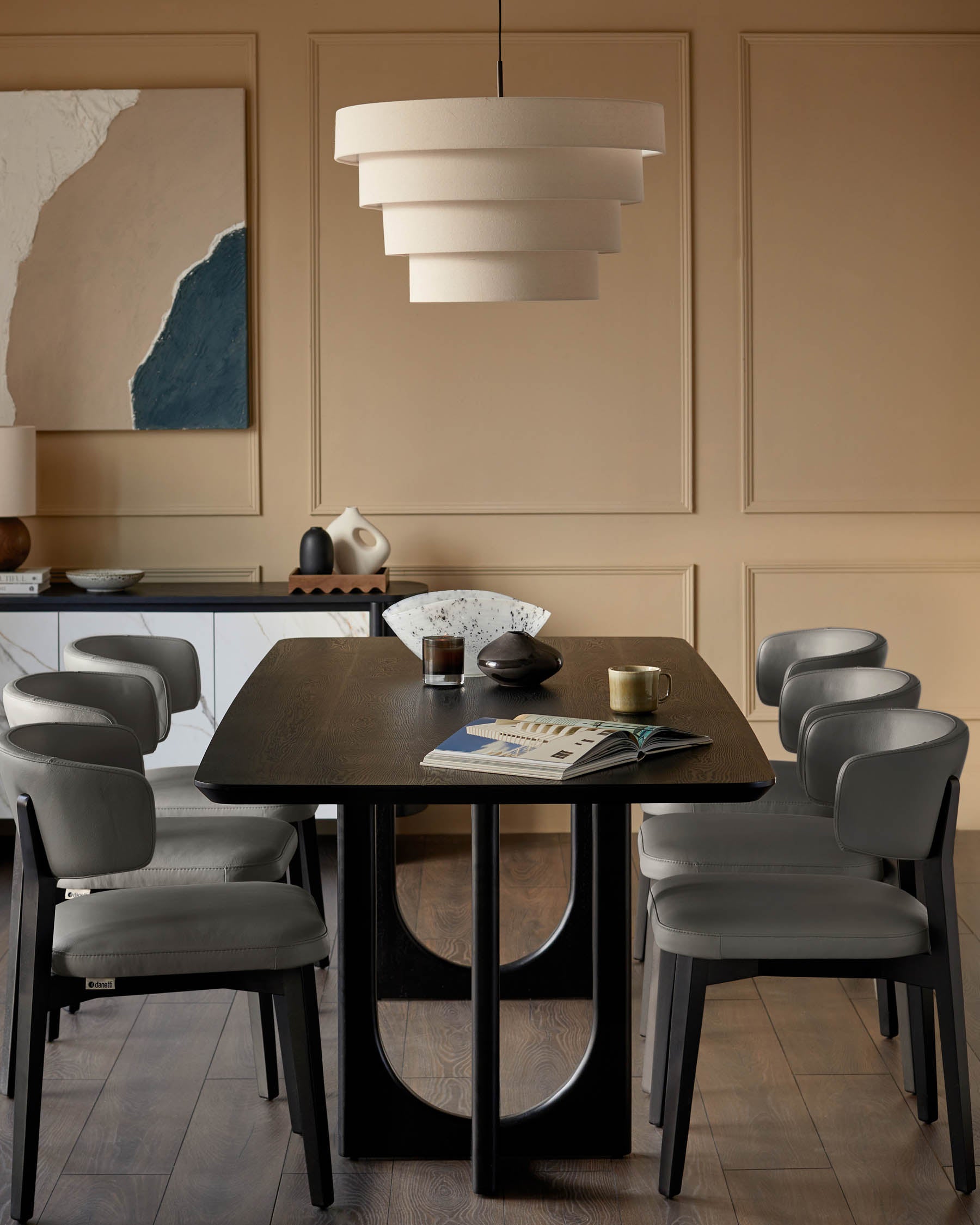 Harris dark grey leather dining chair