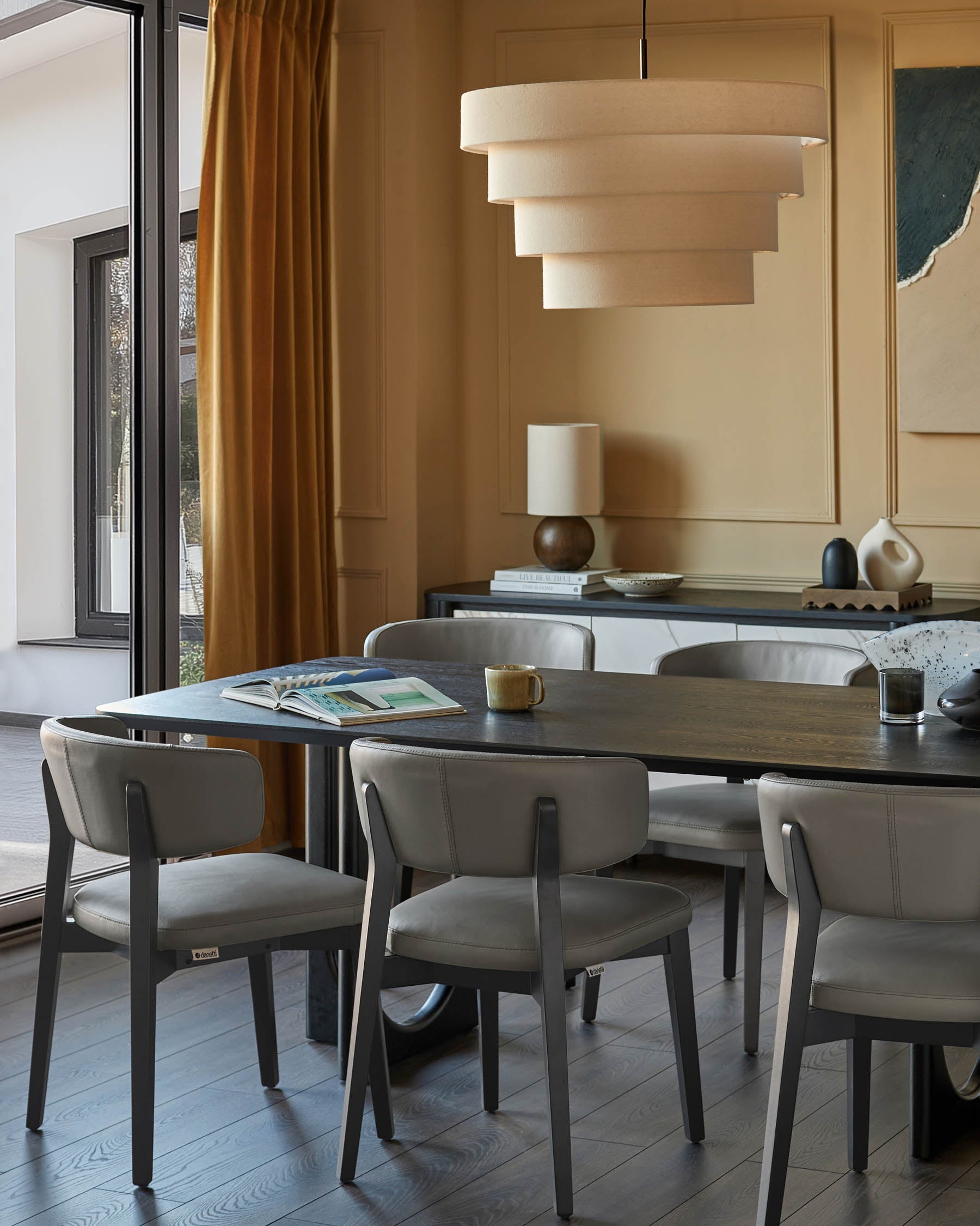 Harris dark grey leather dining chair