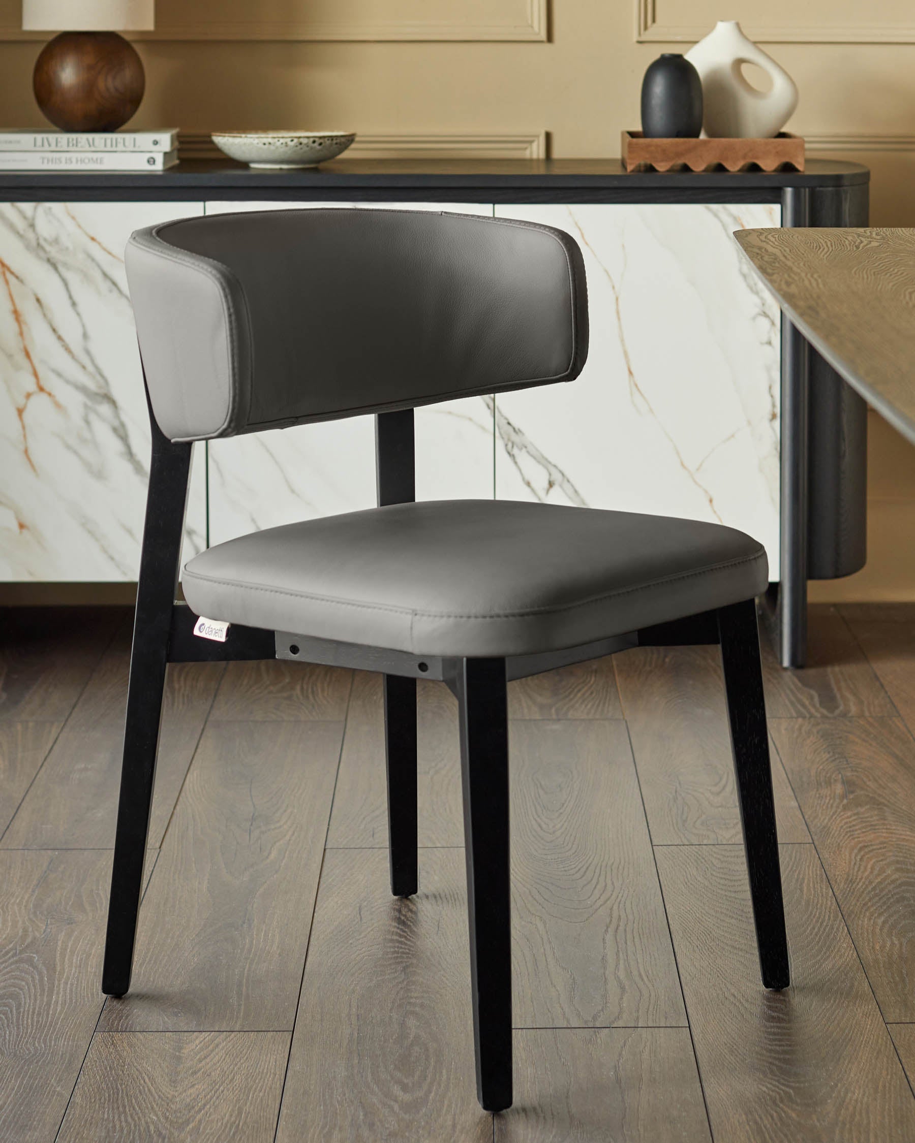 Harris dark grey leather dining chair