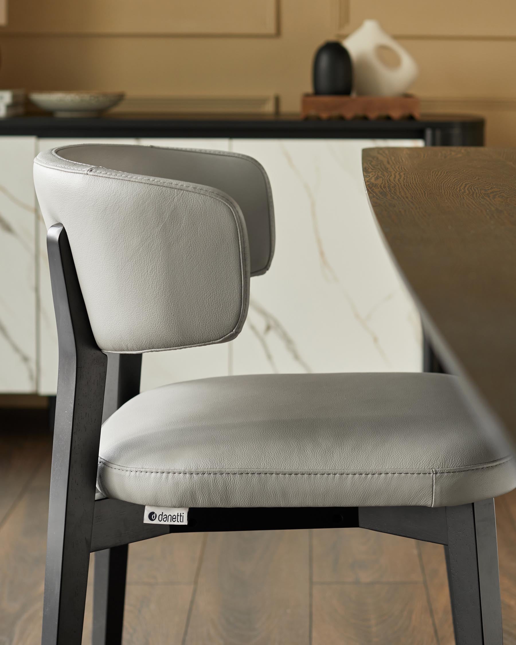 Harris light grey leather dining chair