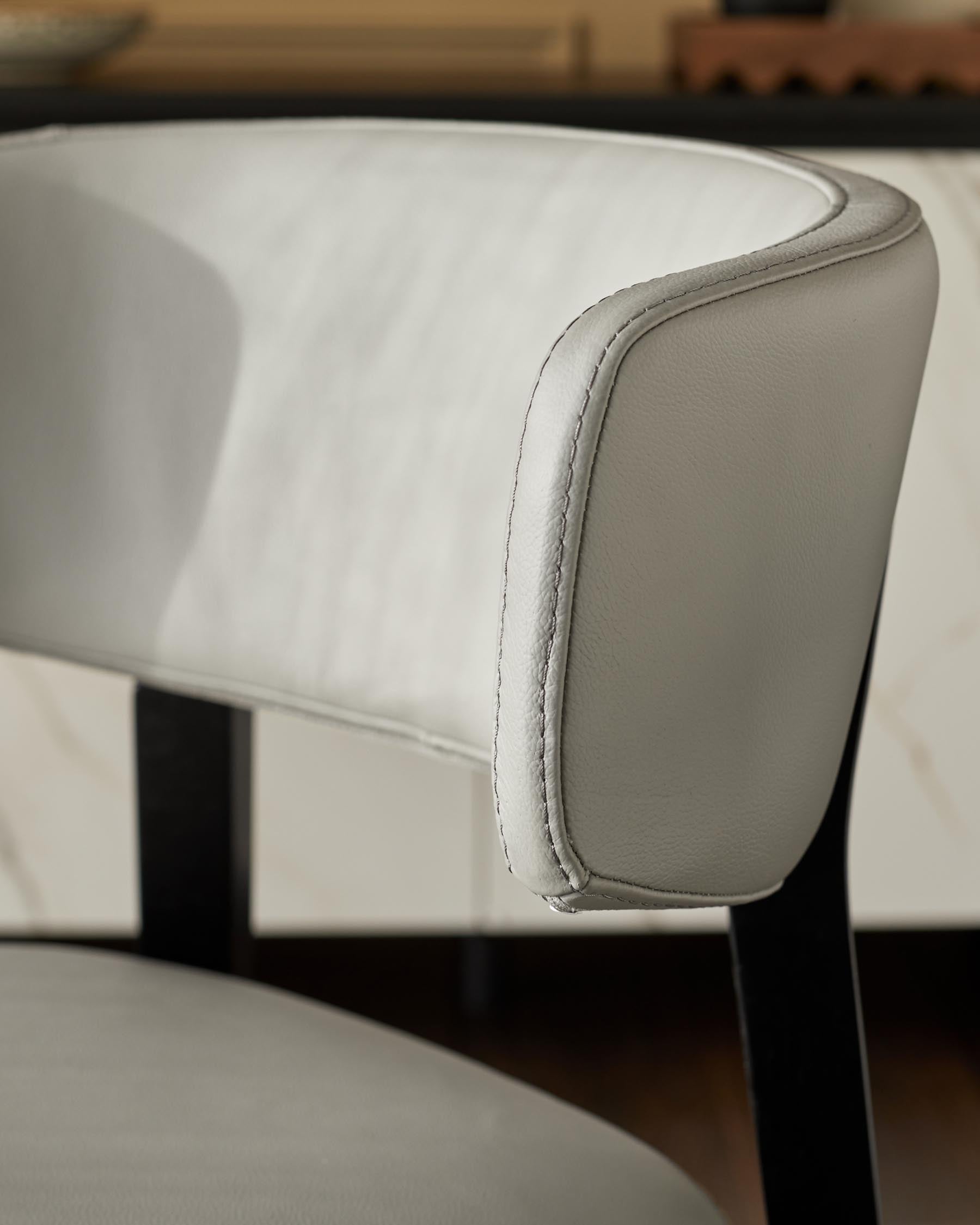 Harris light grey leather dining chair