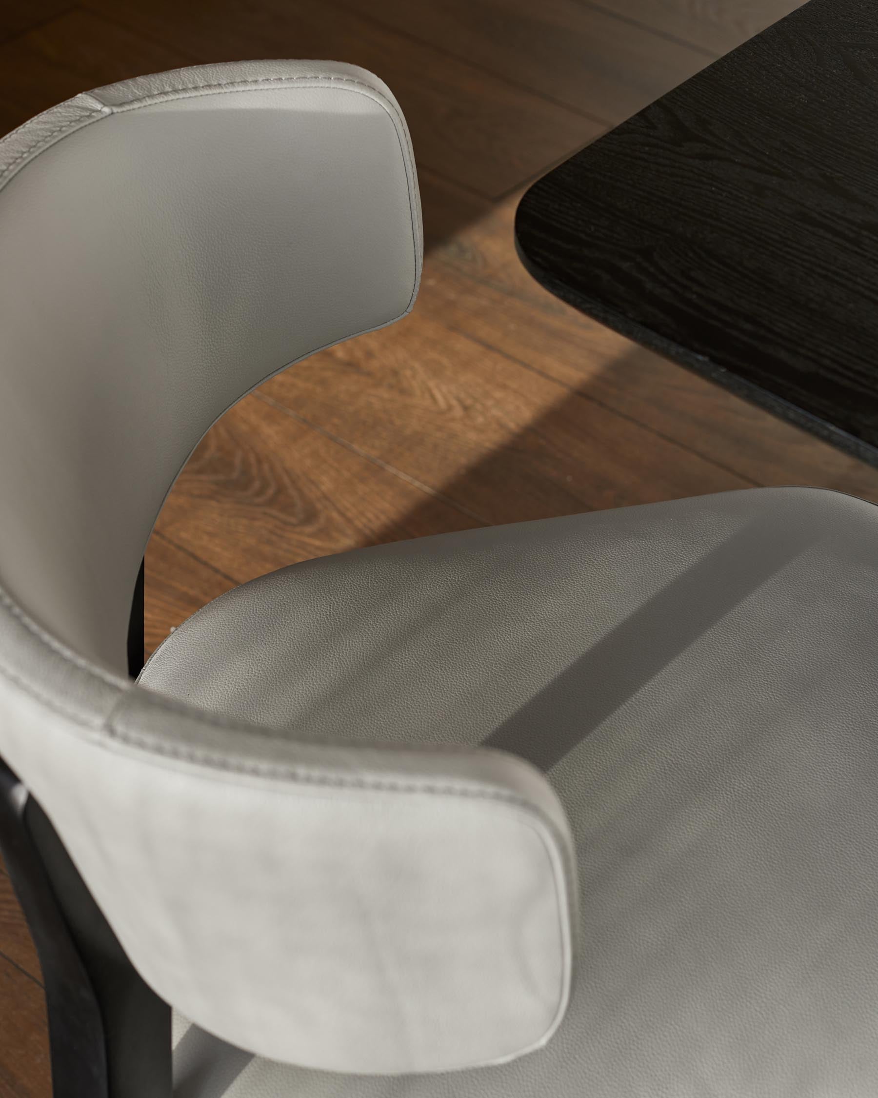 Harris light grey leather dining chair