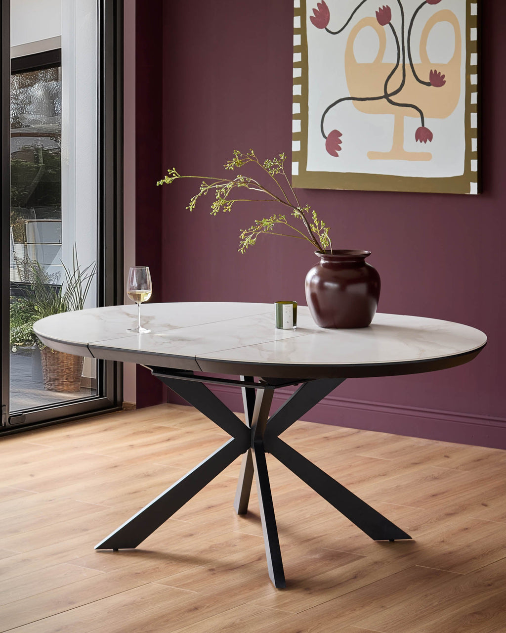Hayden white round ceramic extending 4 to 6 dining table
