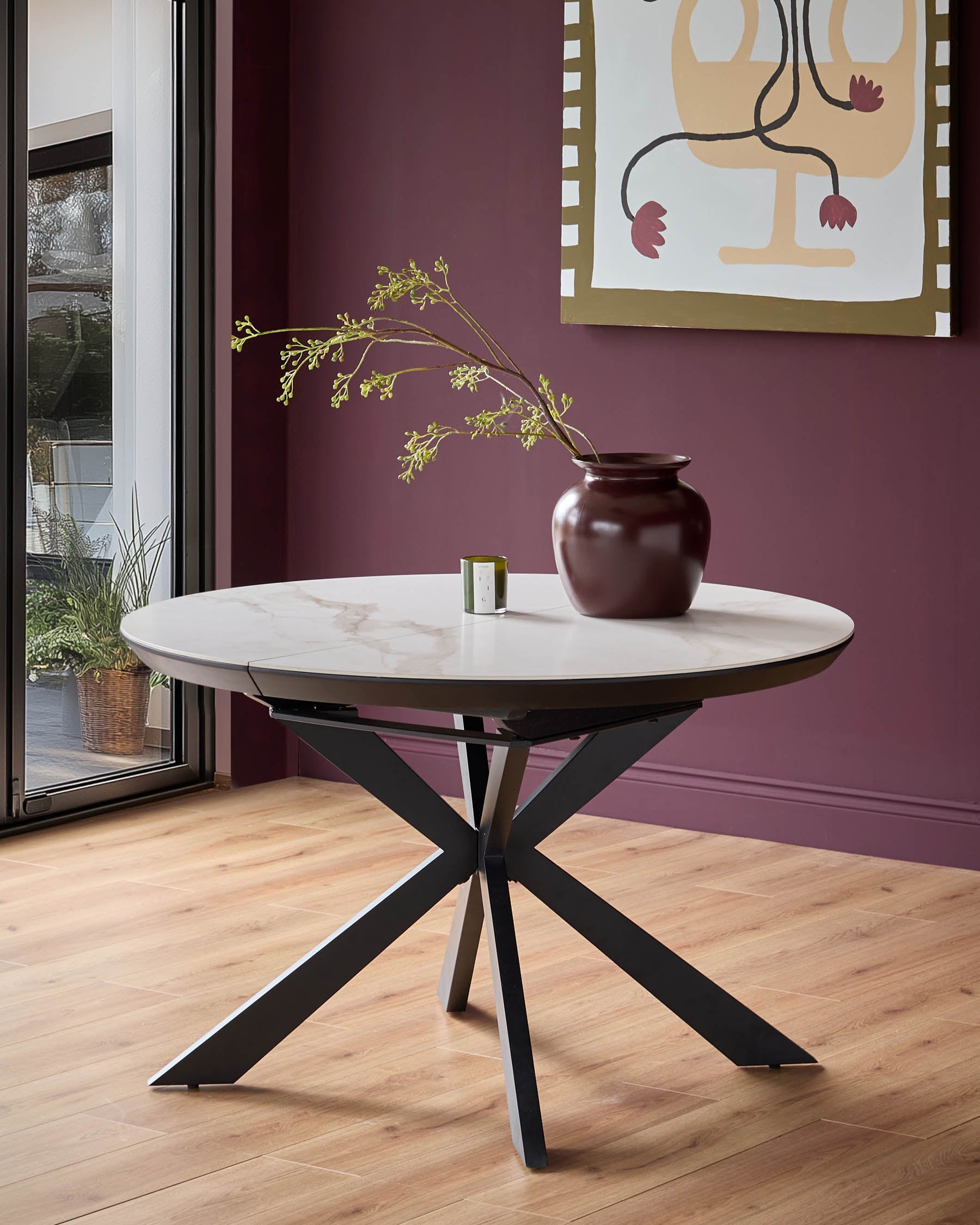Hayden white round ceramic extending 4 to 6 dining table