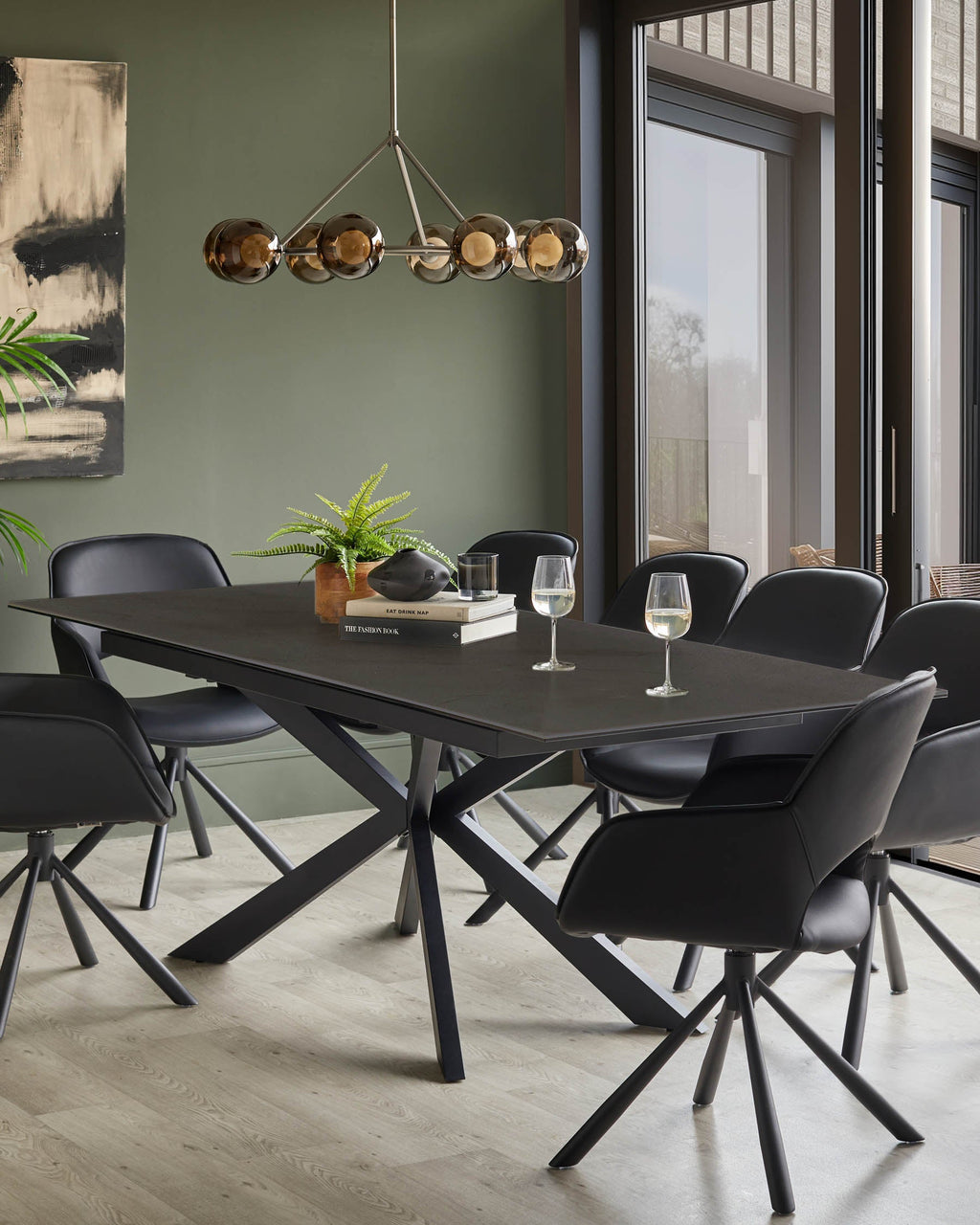 Hayden dark grey ceramic extending 8 to 10 seater dining table