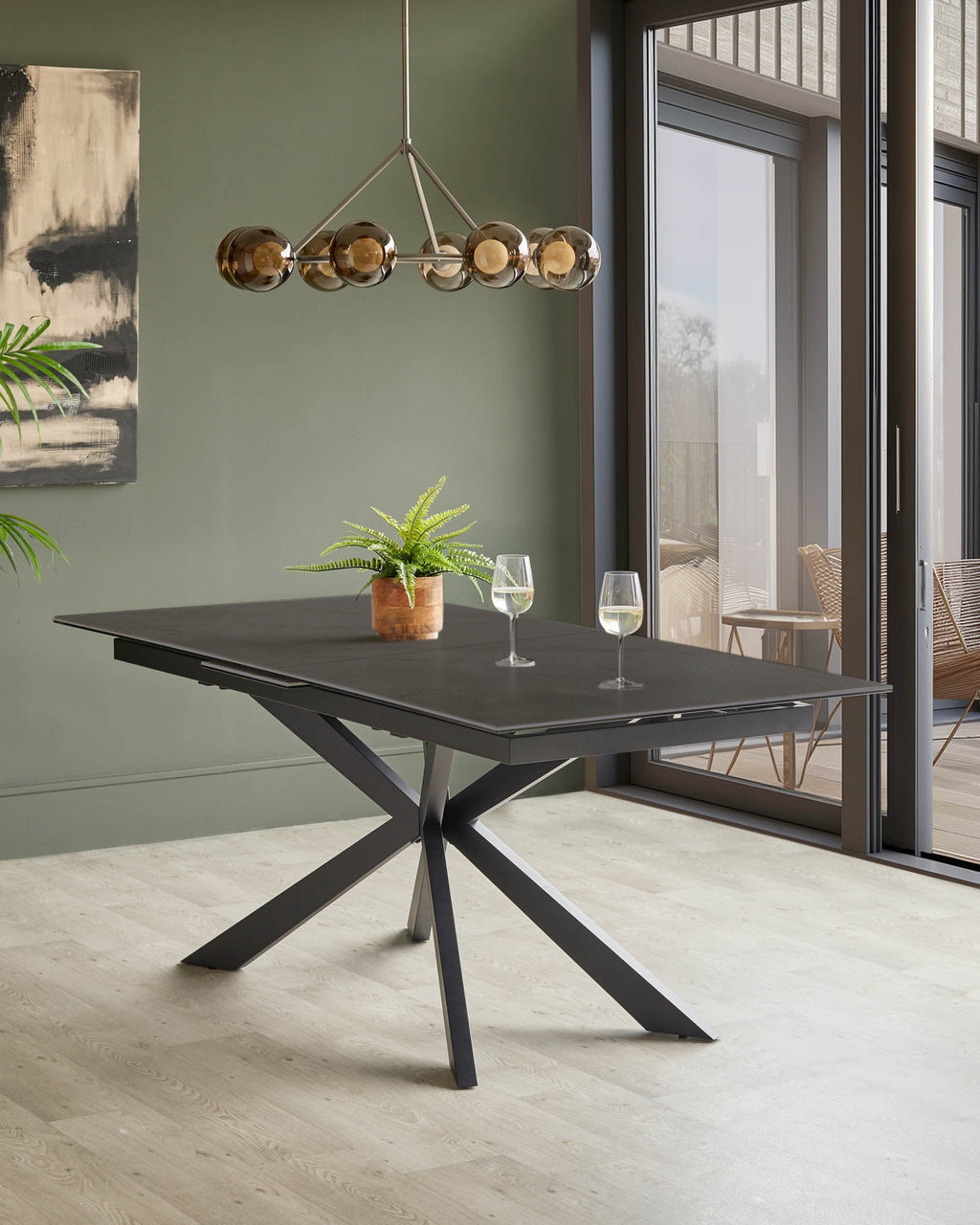 Hayden dark grey ceramic extending 8 to 10 seater dining table