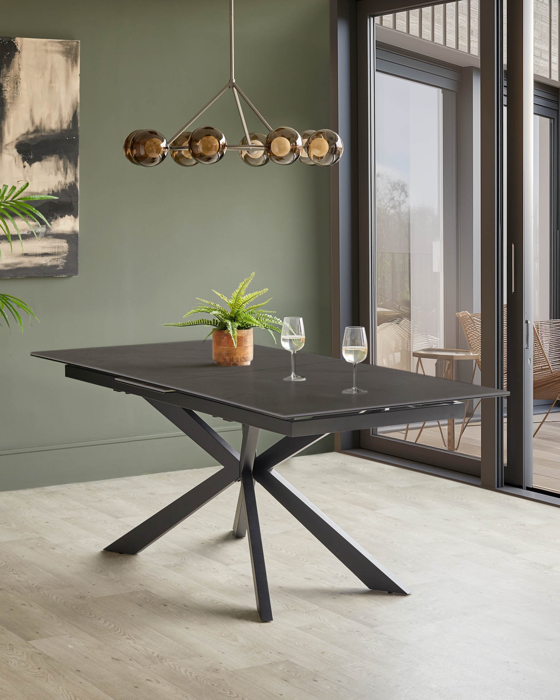 Hayden dark grey ceramic extending 8 to 10 seater dining table