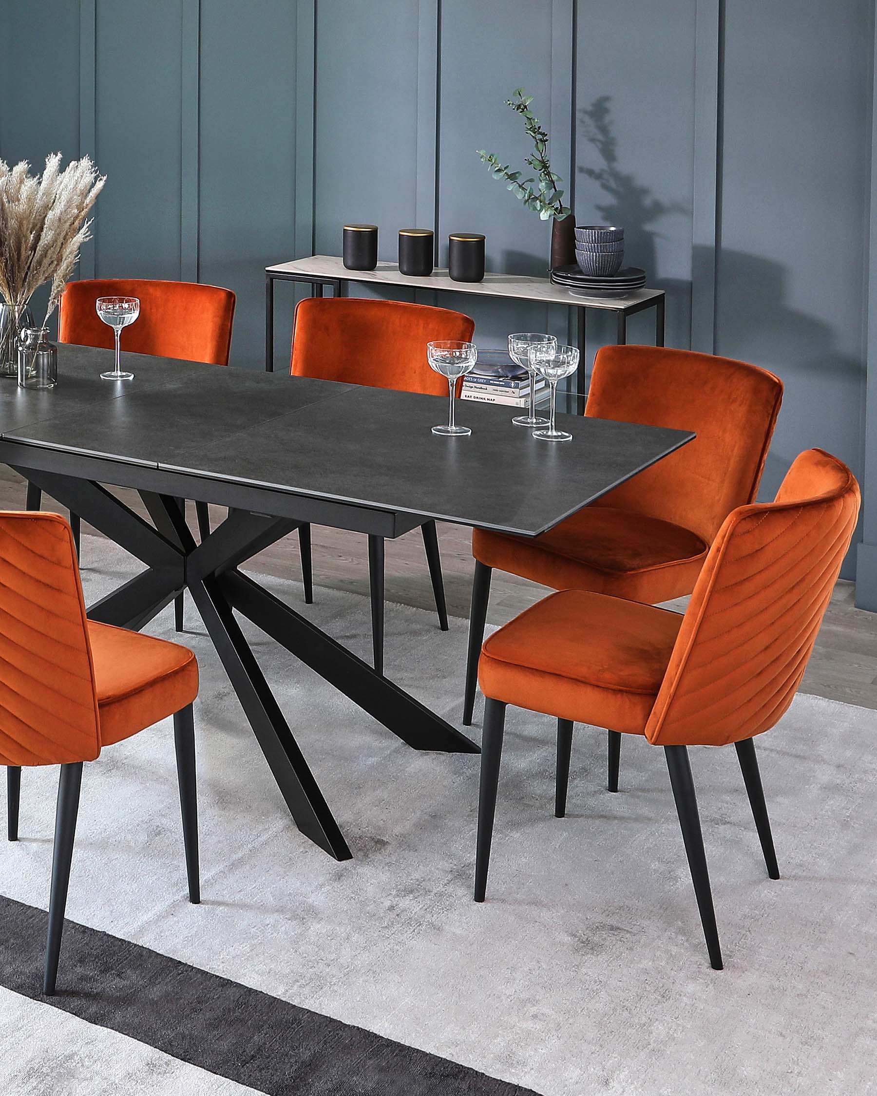 Hayden Dark Grey Ceramic Extending 6 To 8 Seater Dining Table