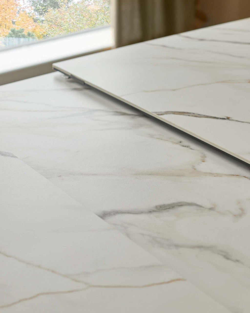 Hayden natural matt ceramic extending 6 to 8 seater dining table