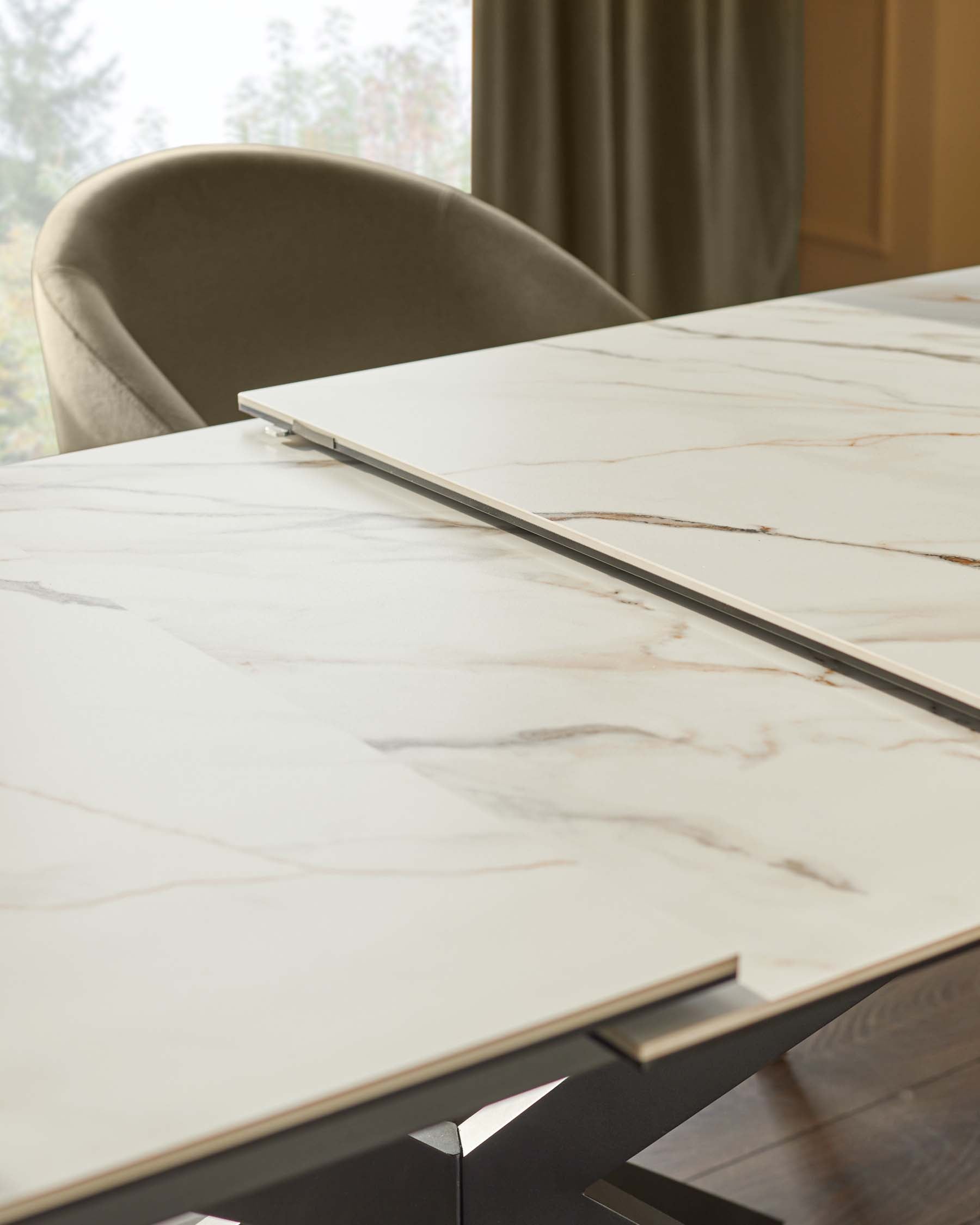 Hayden natural matt ceramic extending 6 to 8 seater dining table