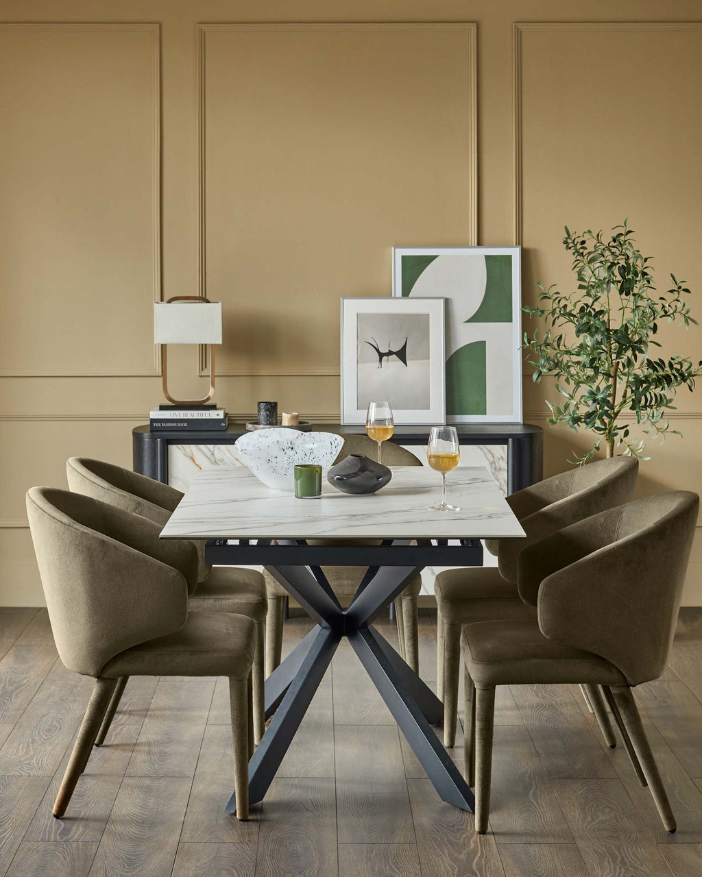 Hayden natural matt ceramic extending 6 to 8 seater dining table