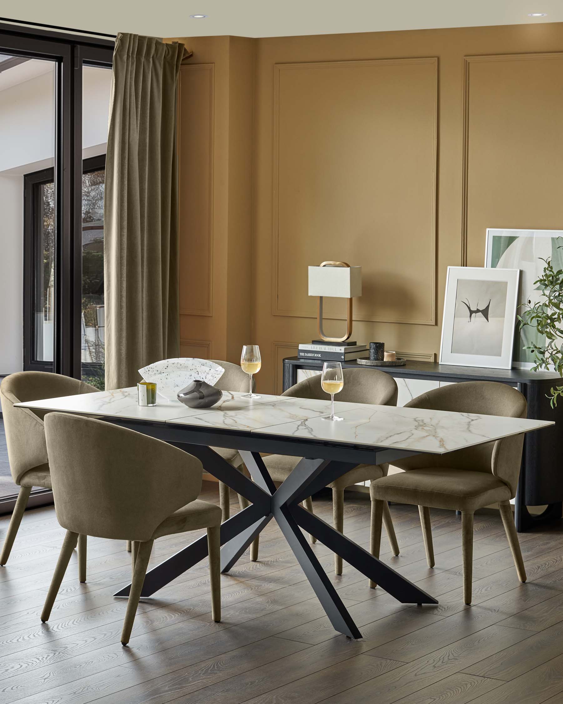 Hayden natural matt ceramic extending 6 to 8 seater dining table