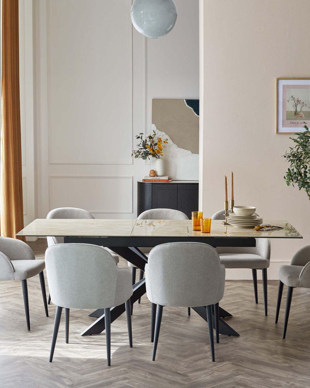 Hayden Natural Ceramic Extending 6 to 8 Seater Dining Table