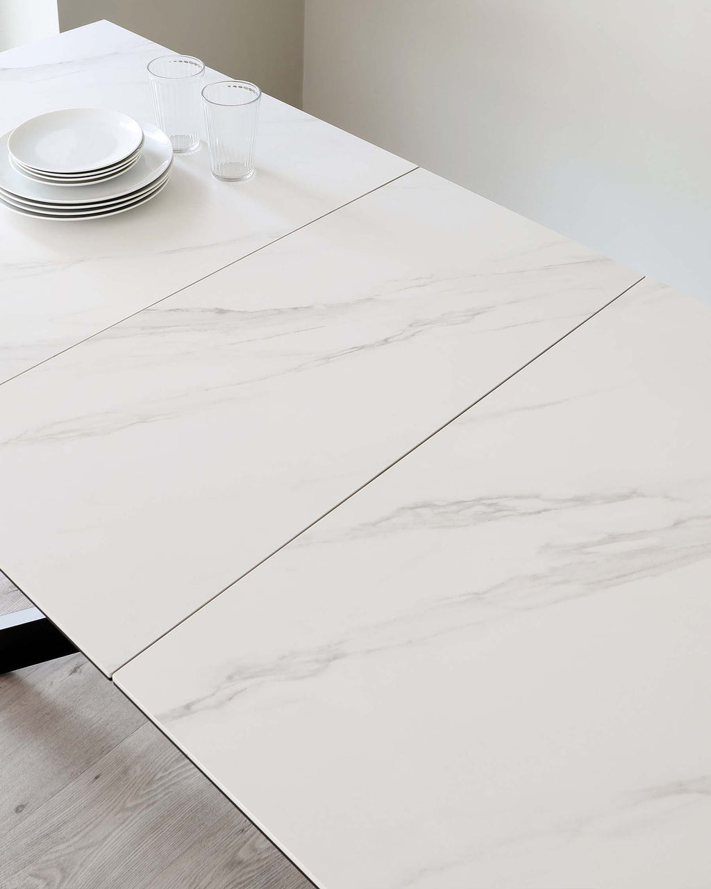 Hayden White Marbled Ceramic Extending 6 To 8 Seater Dining Table