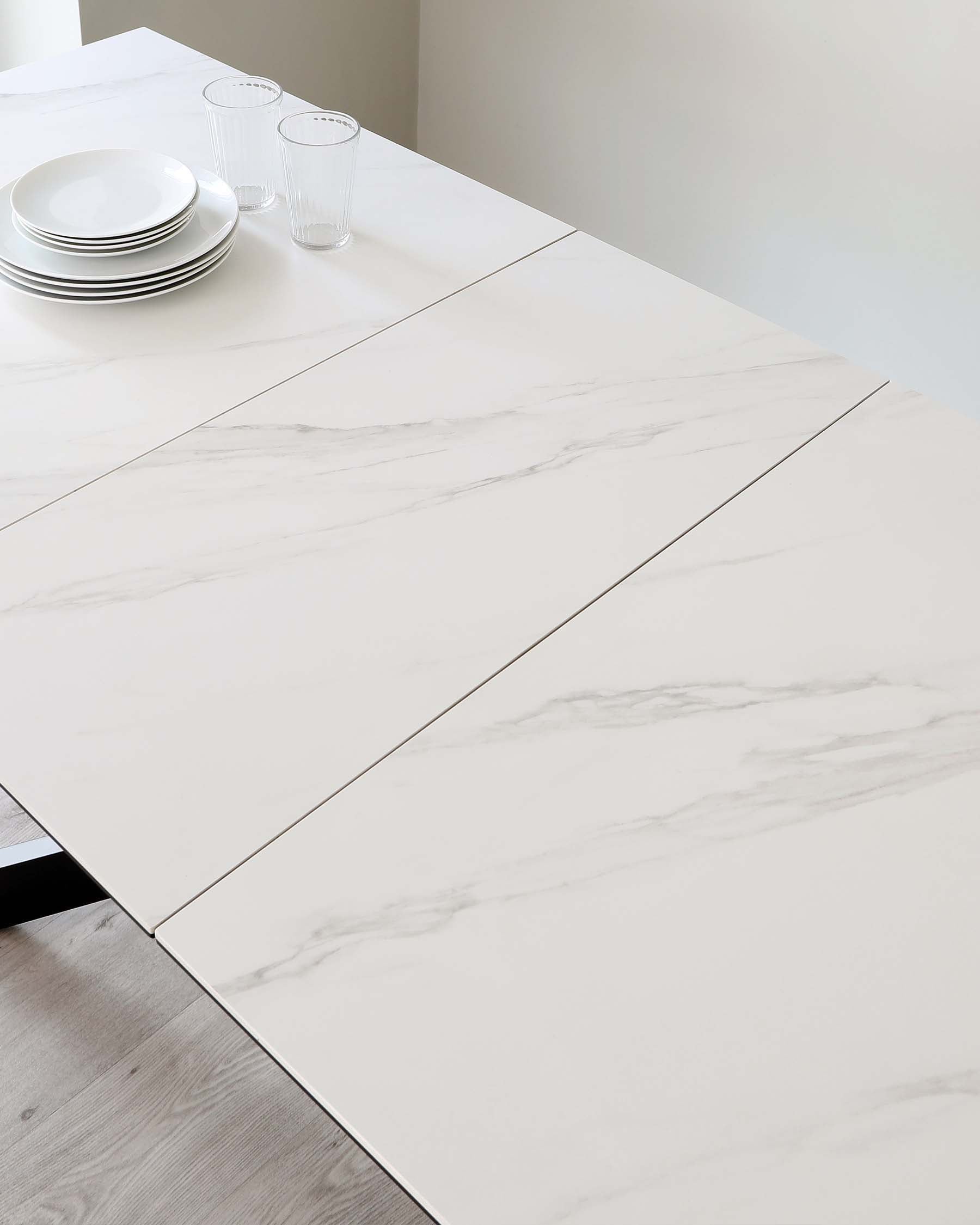 Hayden White Marbled Ceramic Extending 6 To 8 Seater Dining Table