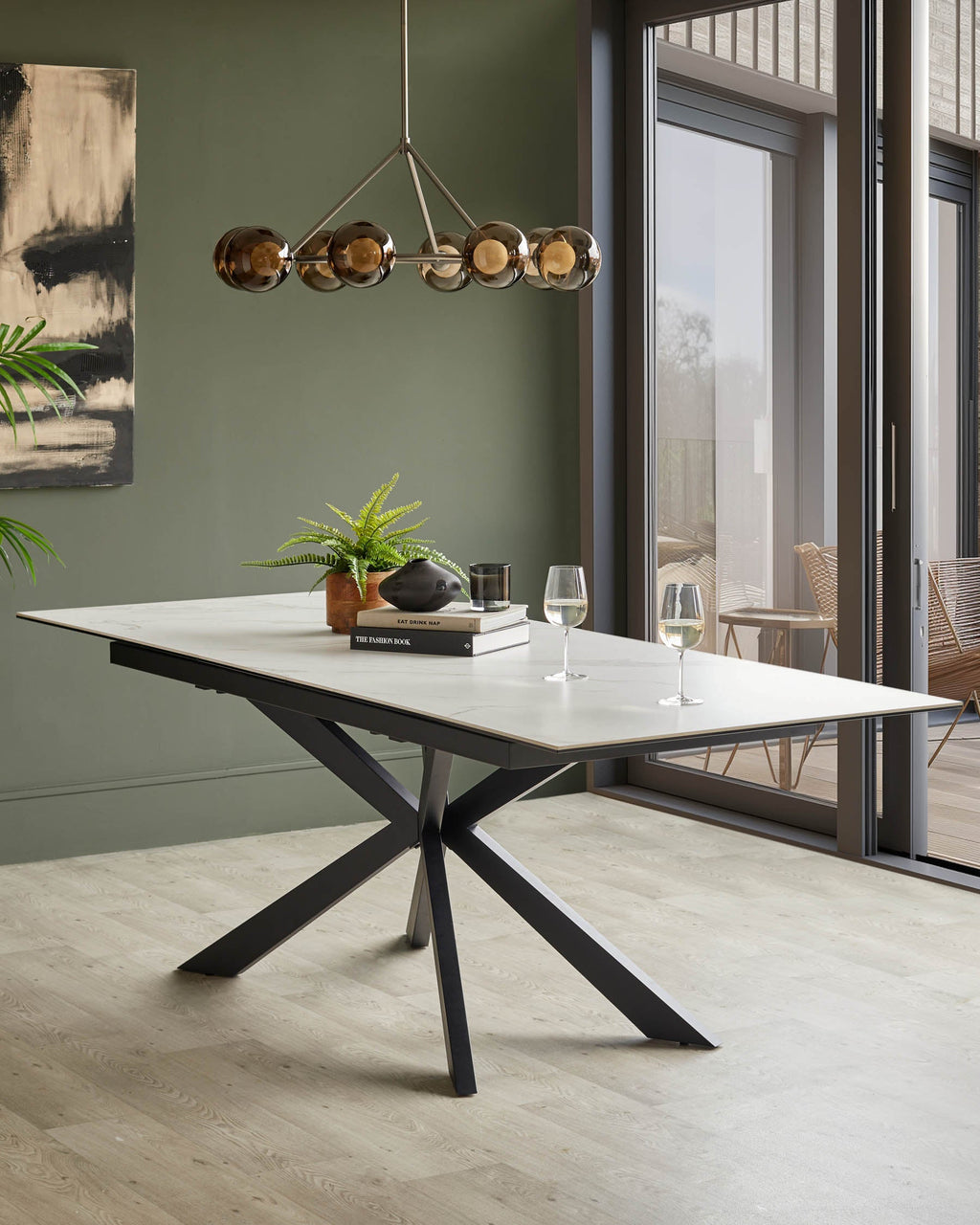 Hayden white ceramic extending 8 to 10 seater dining table