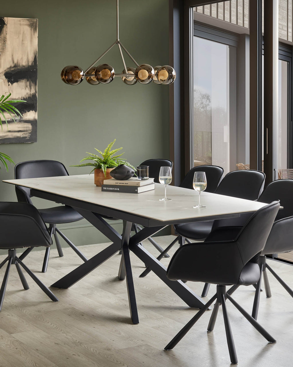 Hayden white ceramic extending 8 to 10 seater dining table