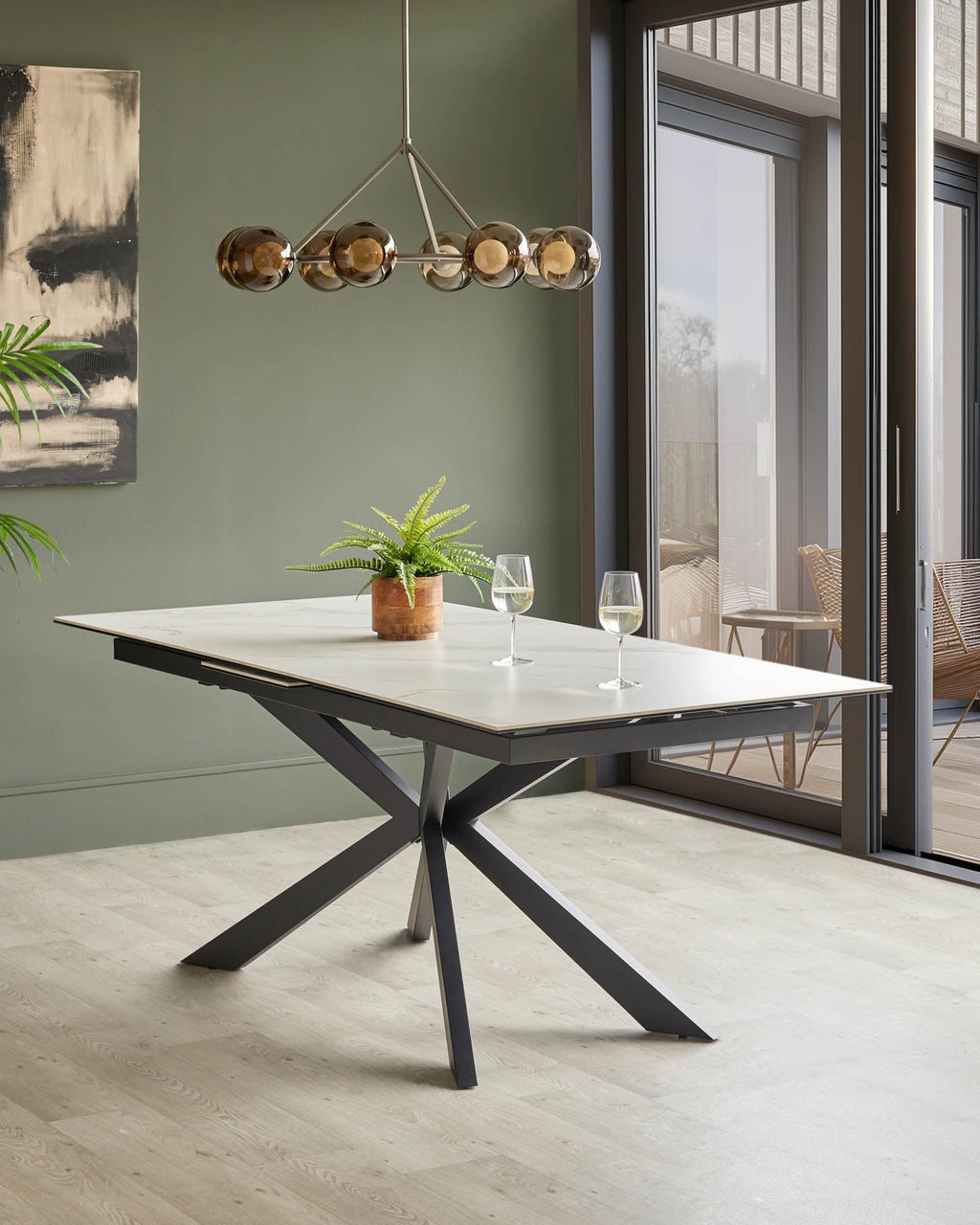 Hayden white ceramic extending 8 to 10 seater dining table