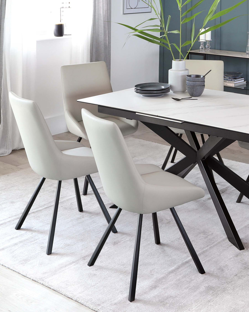 Hayden White Marbled Ceramic Extending 6 To 8 Seater Dining Table