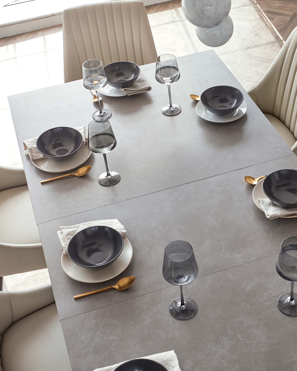 Hayden Light Grey Ceramic Extending 6 to 8 Seater Dining Table