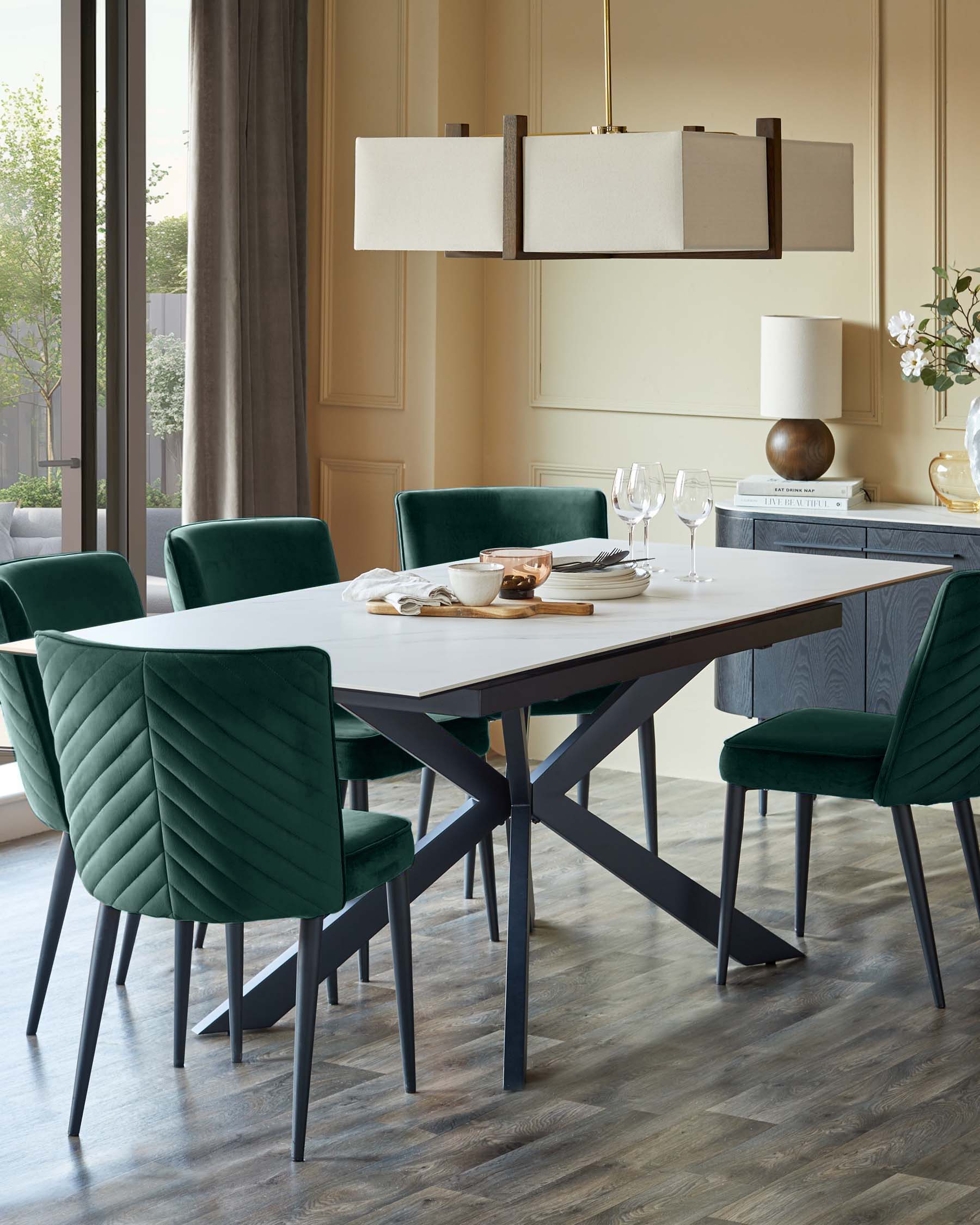 Serena dark green velvet dining chair