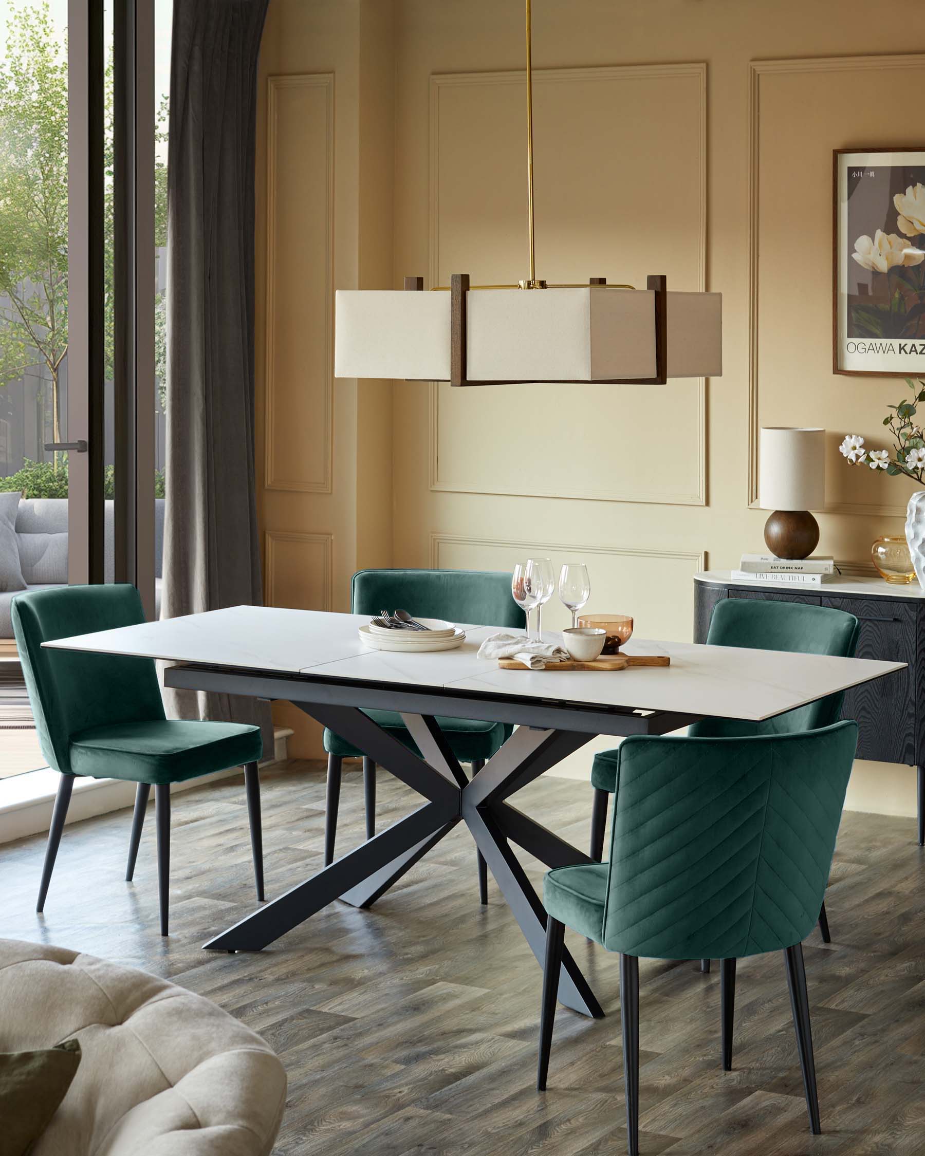 Serena dark green velvet dining chair