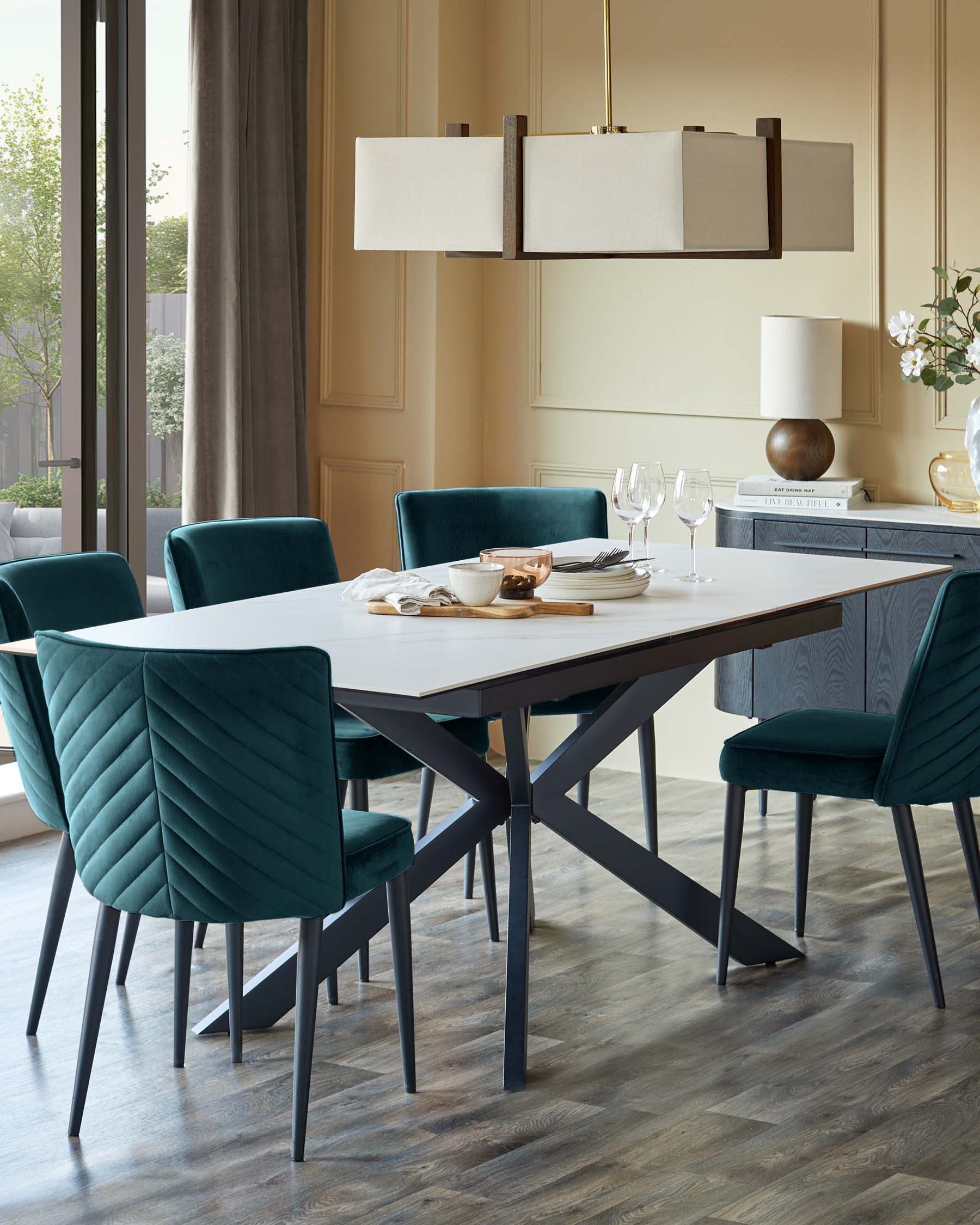 Serena Dark Teal Velvet Dining Chair