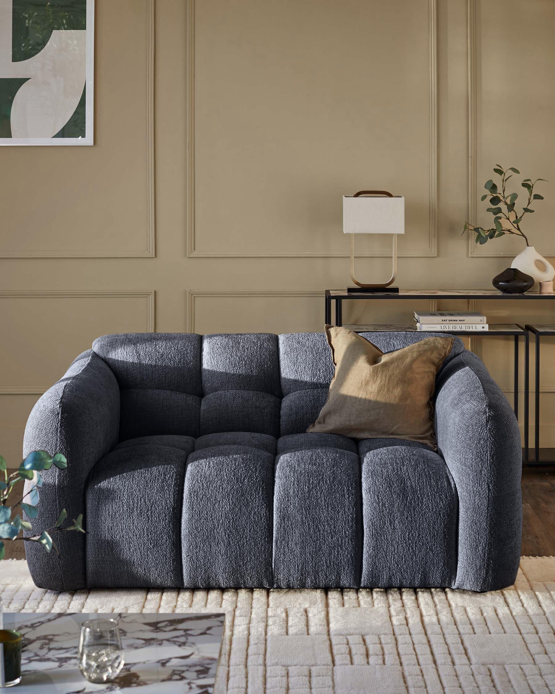 Hayes dark blue fabric 2 seater sofa