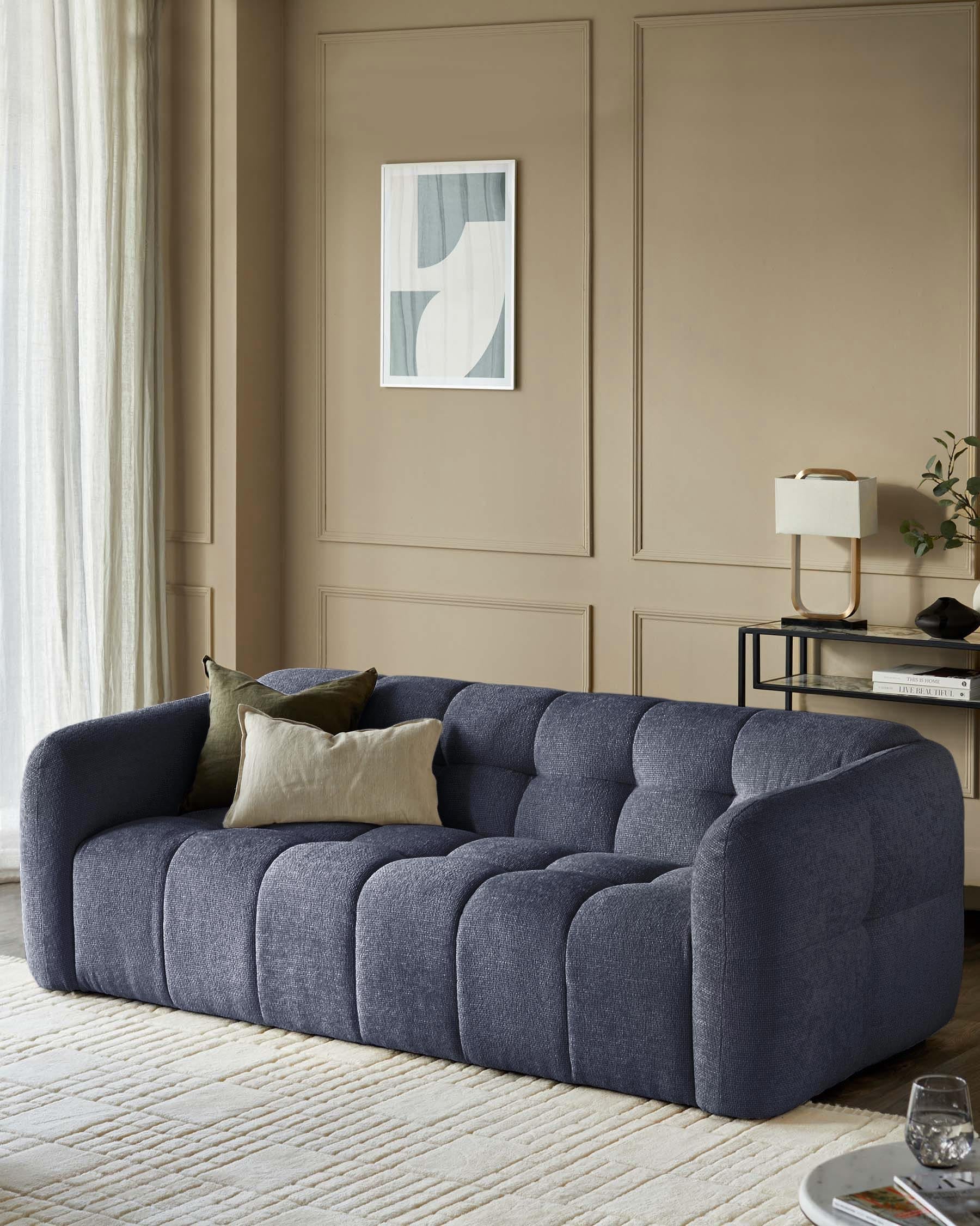 Hayes dark blue fabric 3 seater sofa