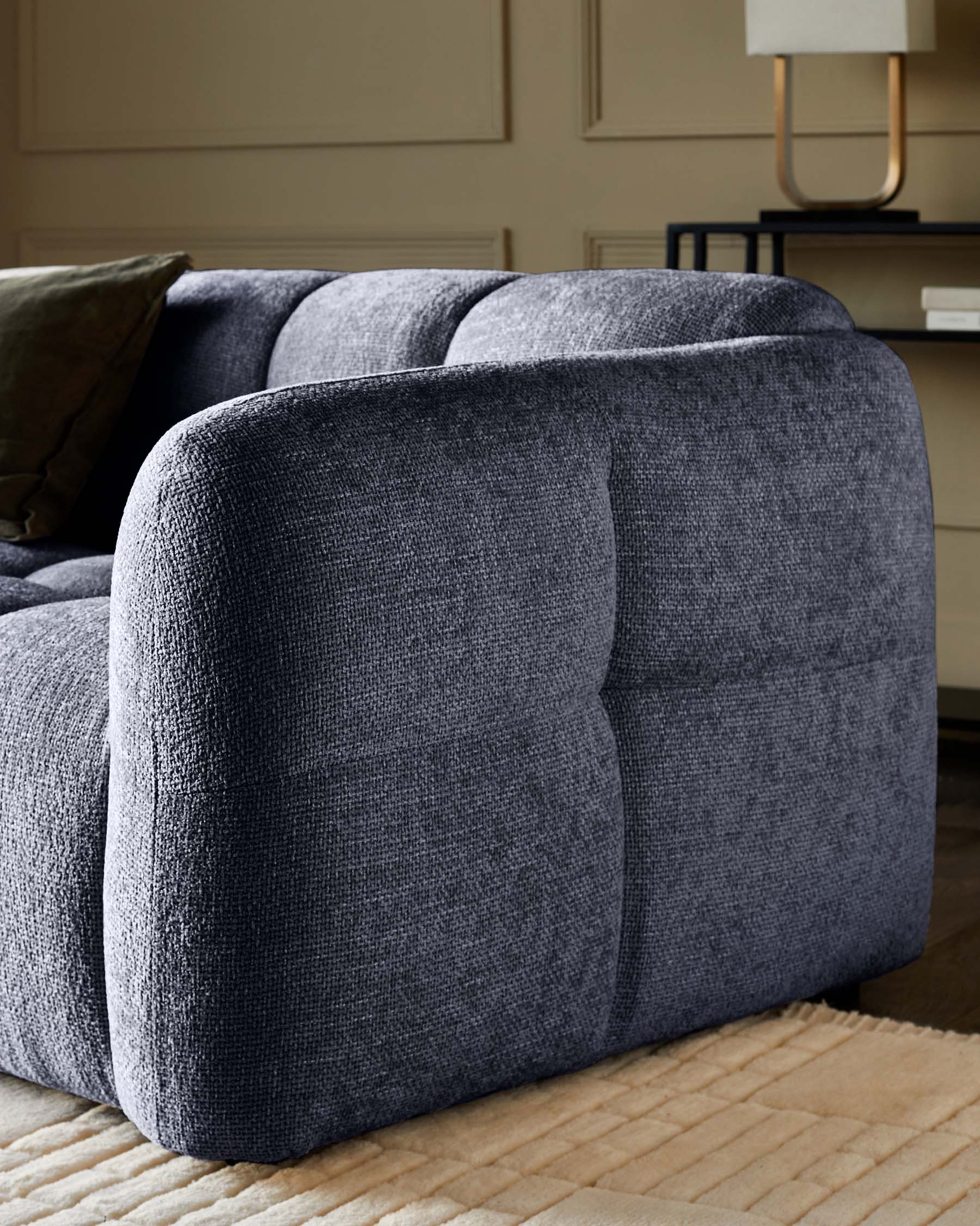 Hayes dark blue fabric 3 seater sofa