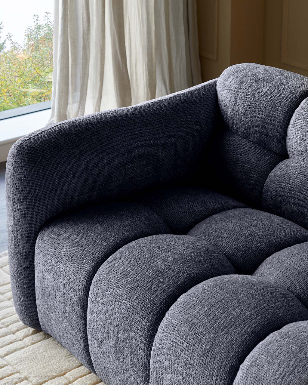 Hayes dark blue fabric 2 seater sofa