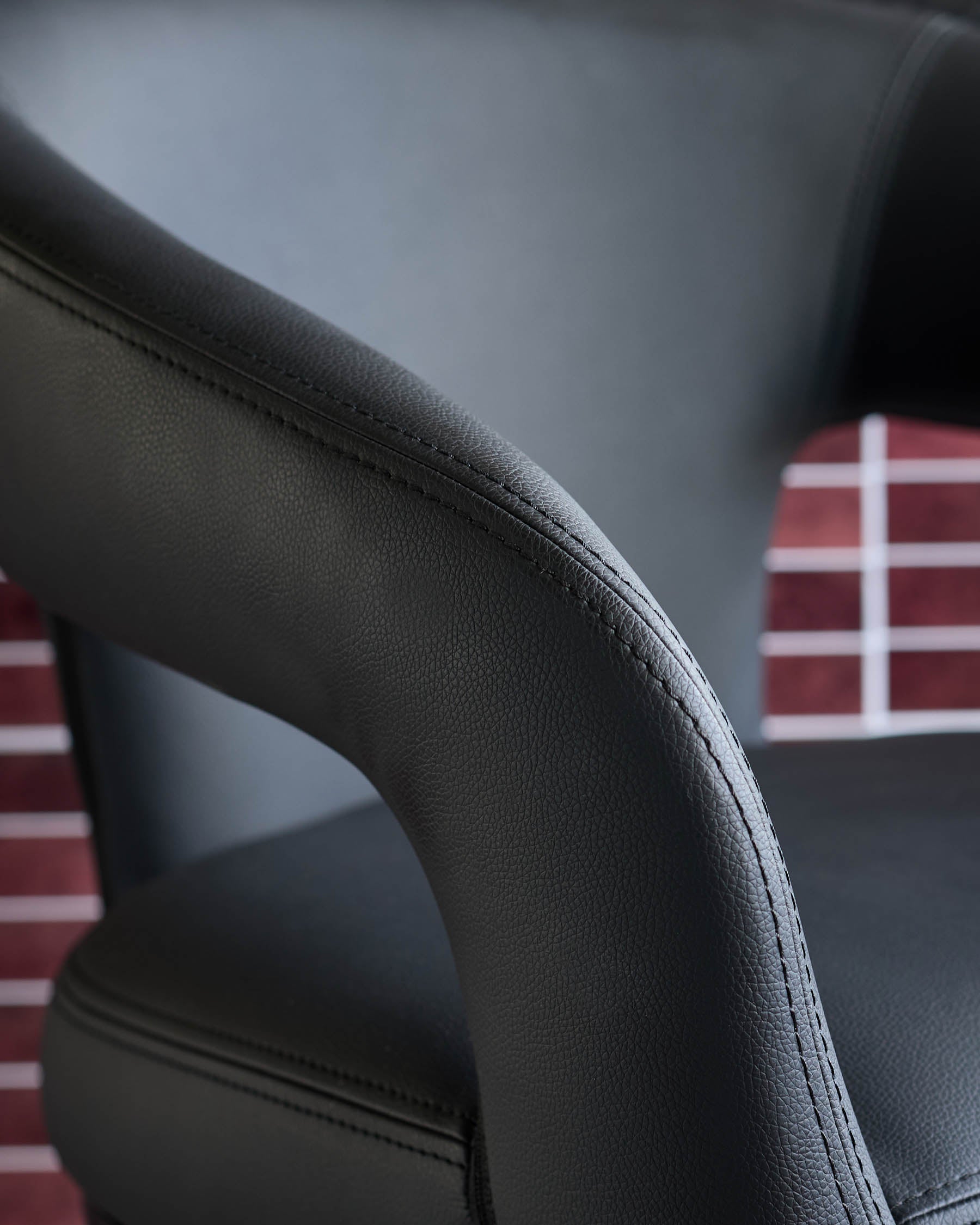 Heath black faux leather bar stool