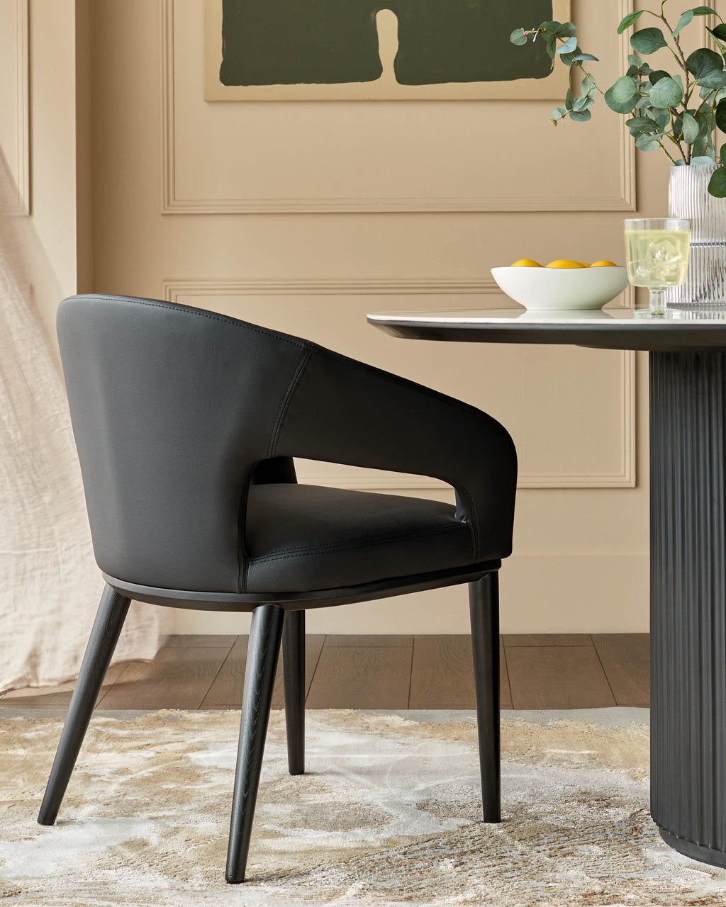 Heath black faux leather dining chair