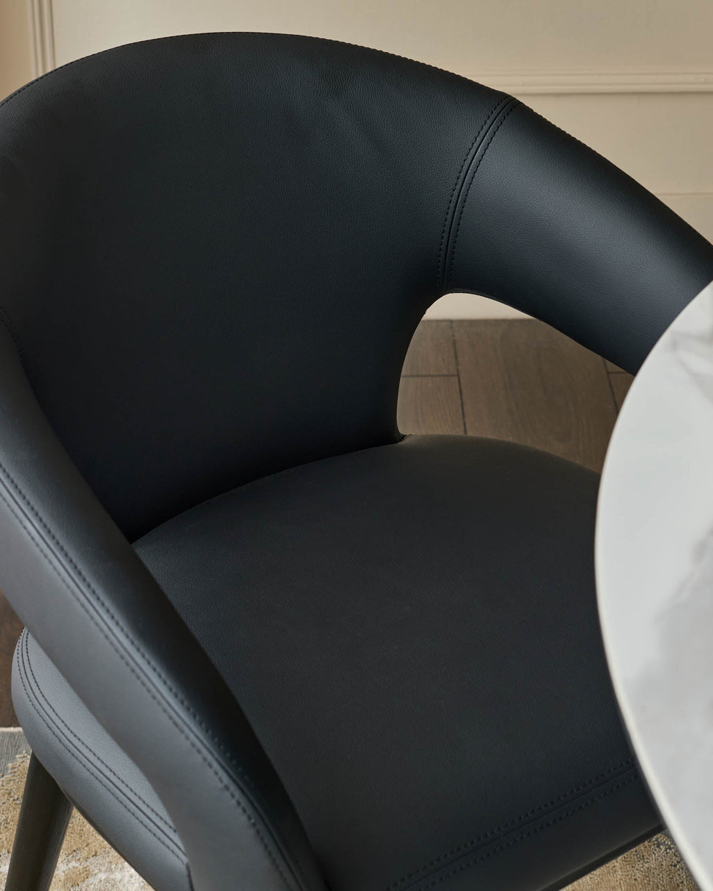 Heath black faux leather dining chair