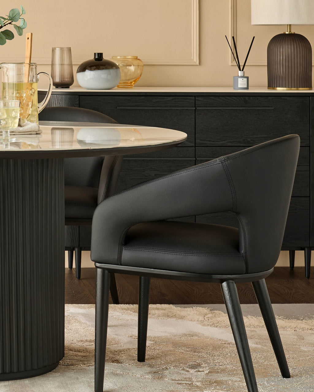 Heath black faux leather dining chair