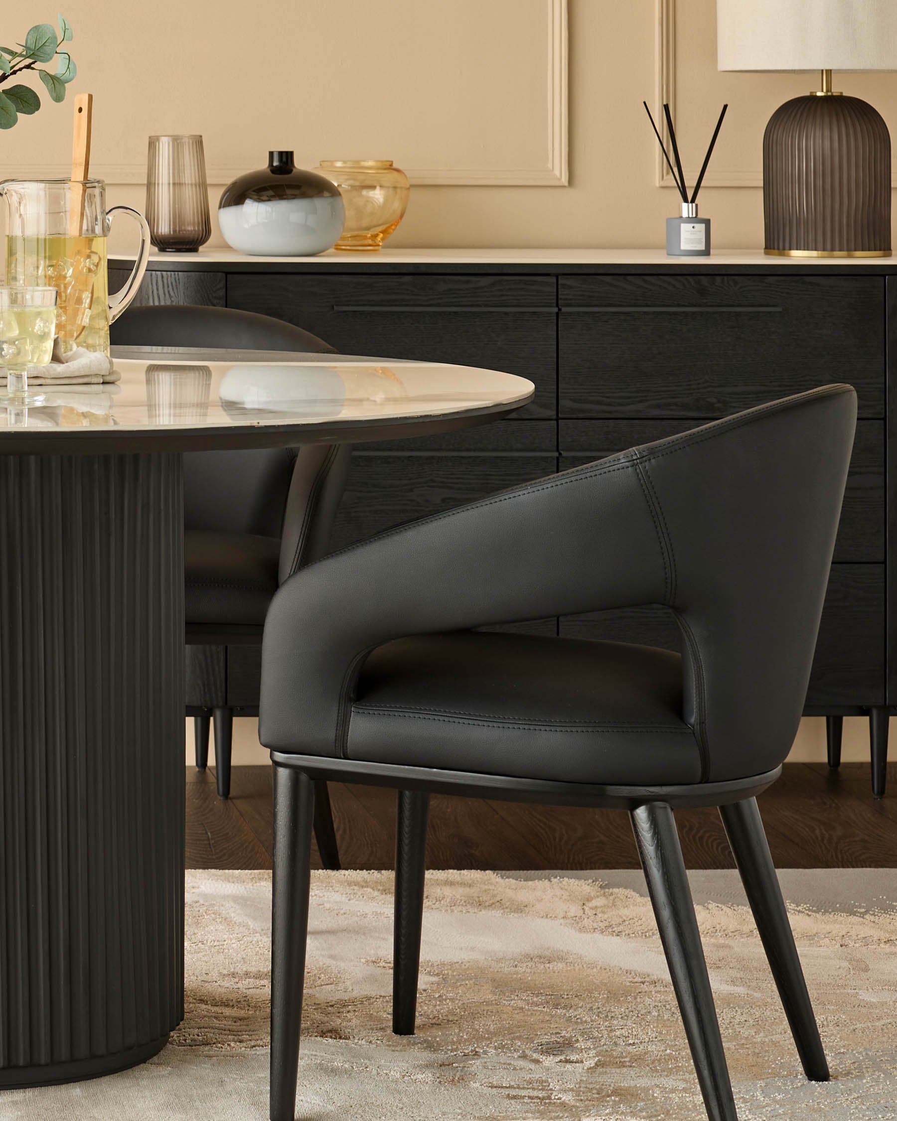Heath black faux leather dining chair