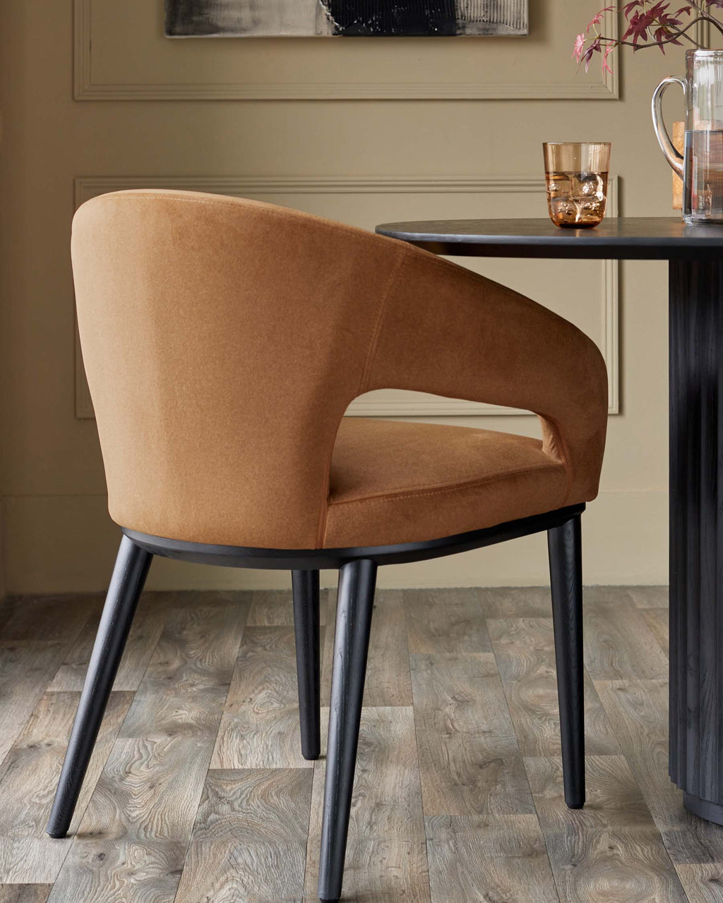 Heath caramel fabric dining chair