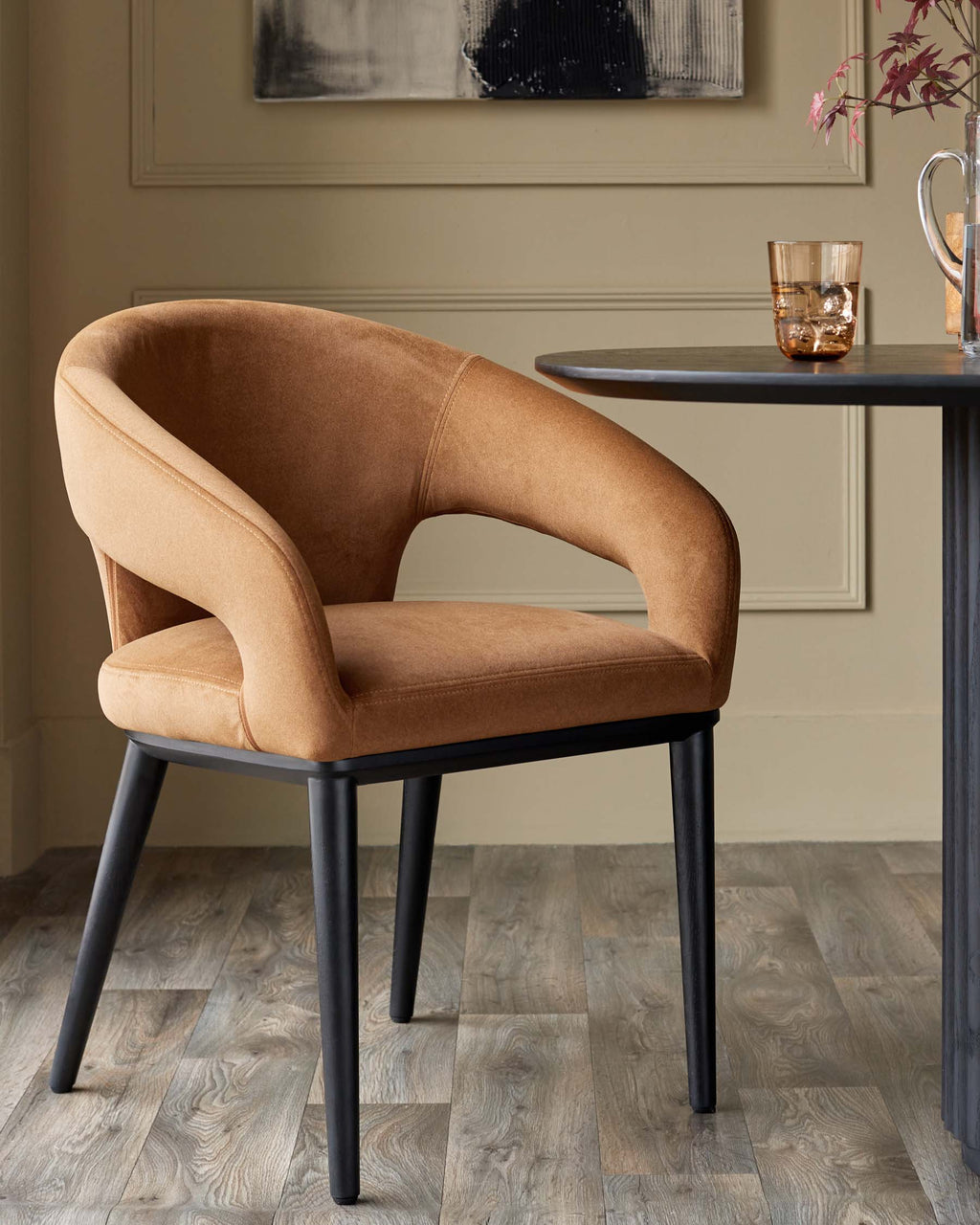 Heath caramel fabric dining chair