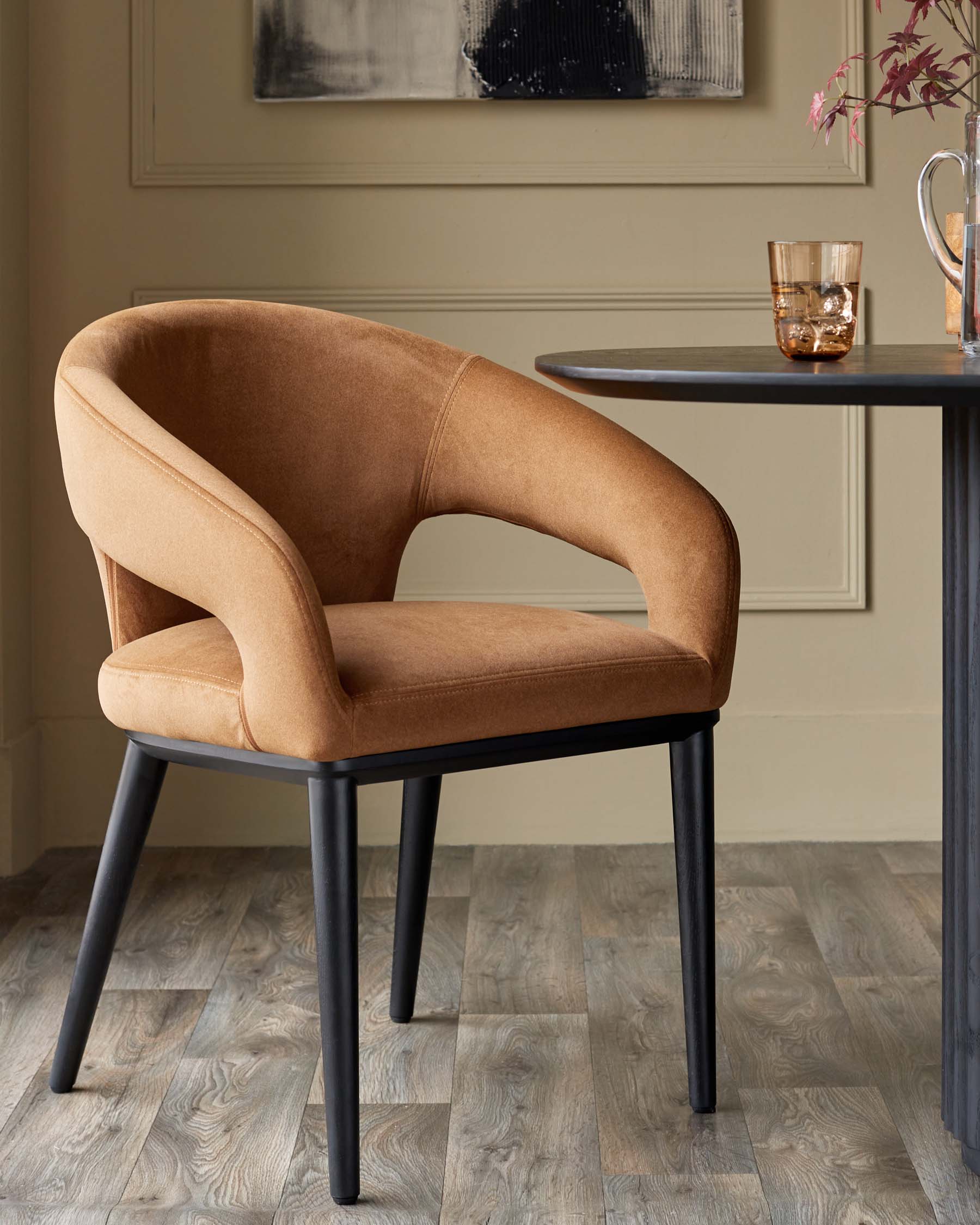 Heath caramel fabric dining chair
