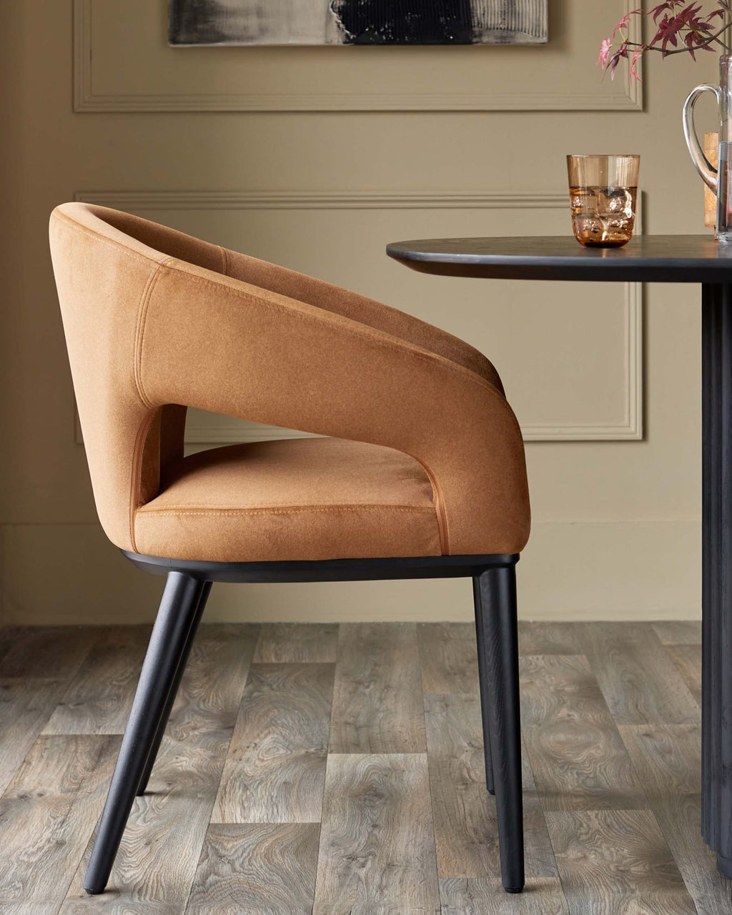 Heath caramel fabric dining chair