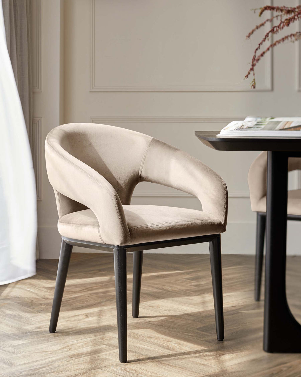 Heath Champagne Black Wood Dining Chair