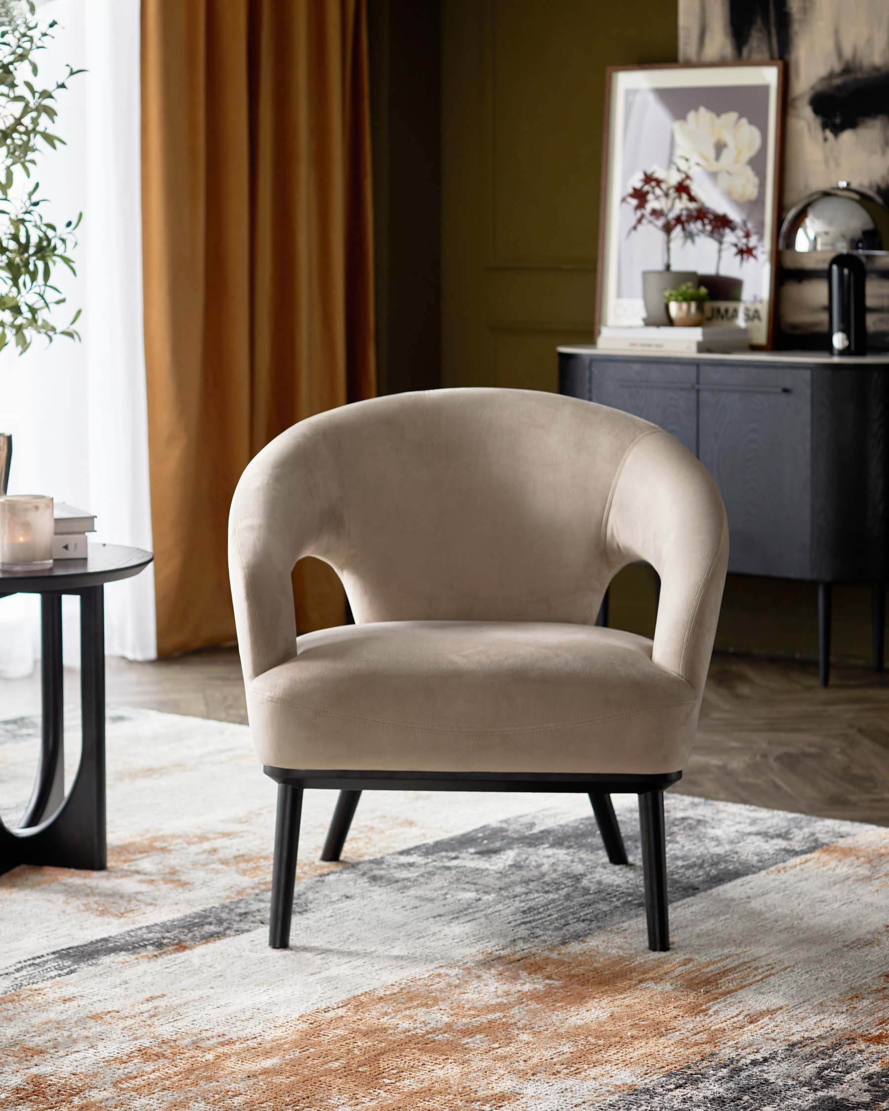 Heath champagne velvet accent chair