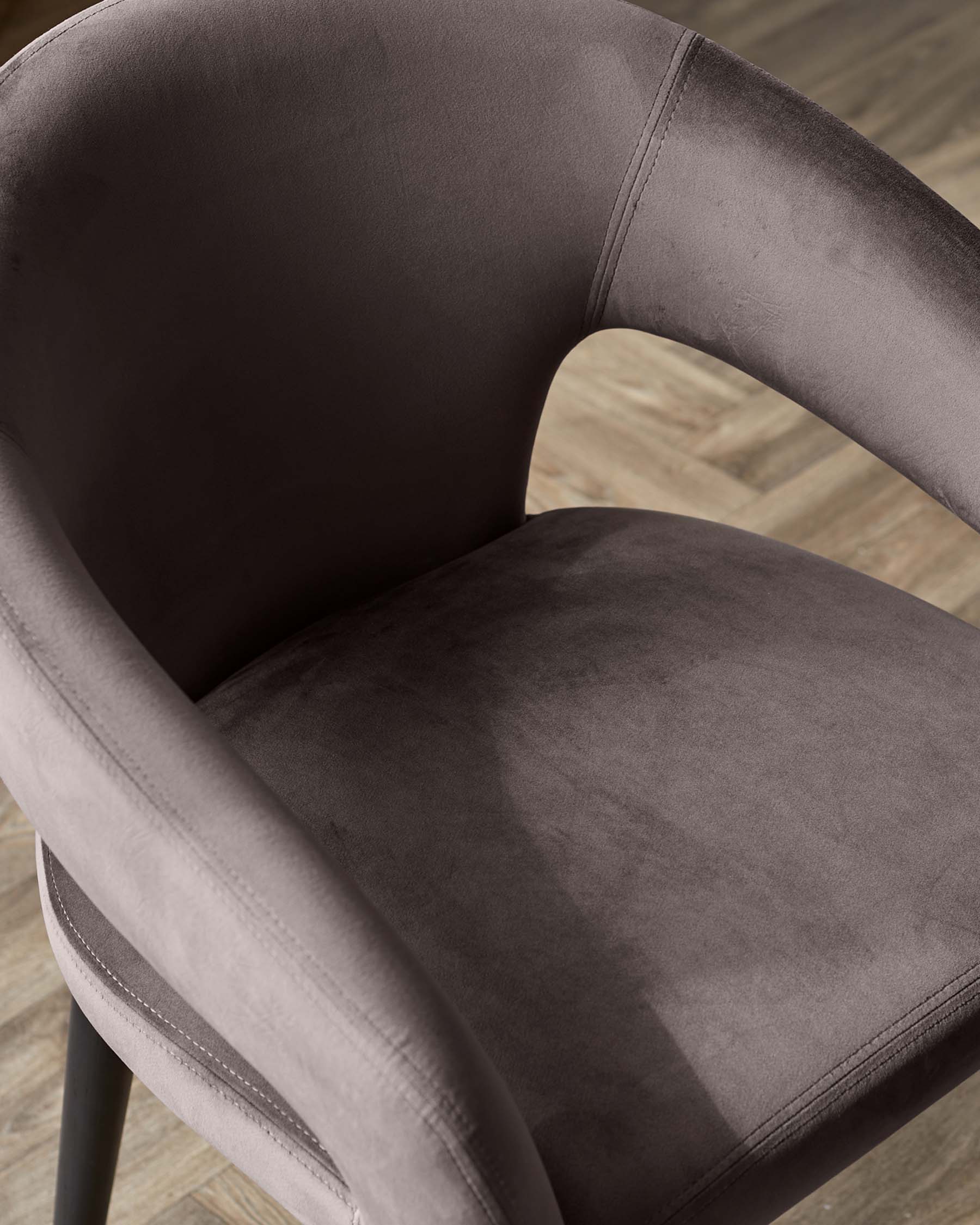 Heath Mocha Plush Velvet and Black Wood Dining Chair