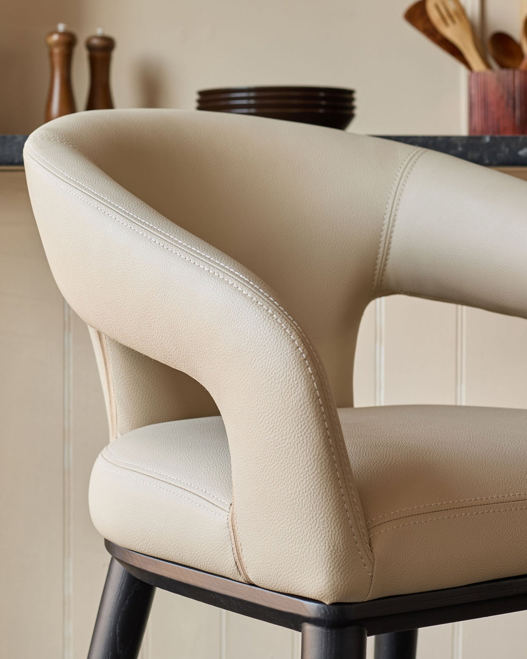 Heath natural faux leather bar stool