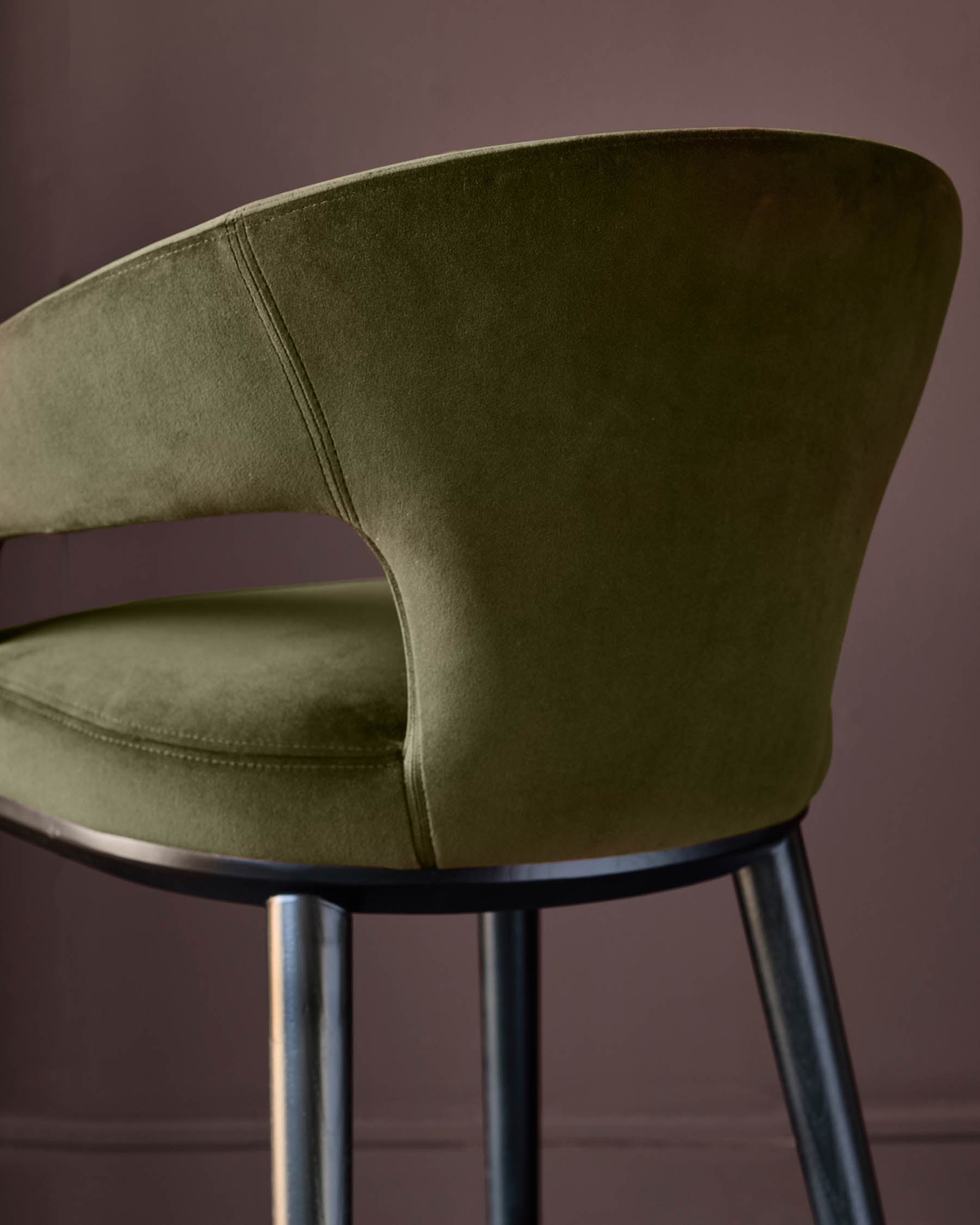 Heath olive green velvet bar stool