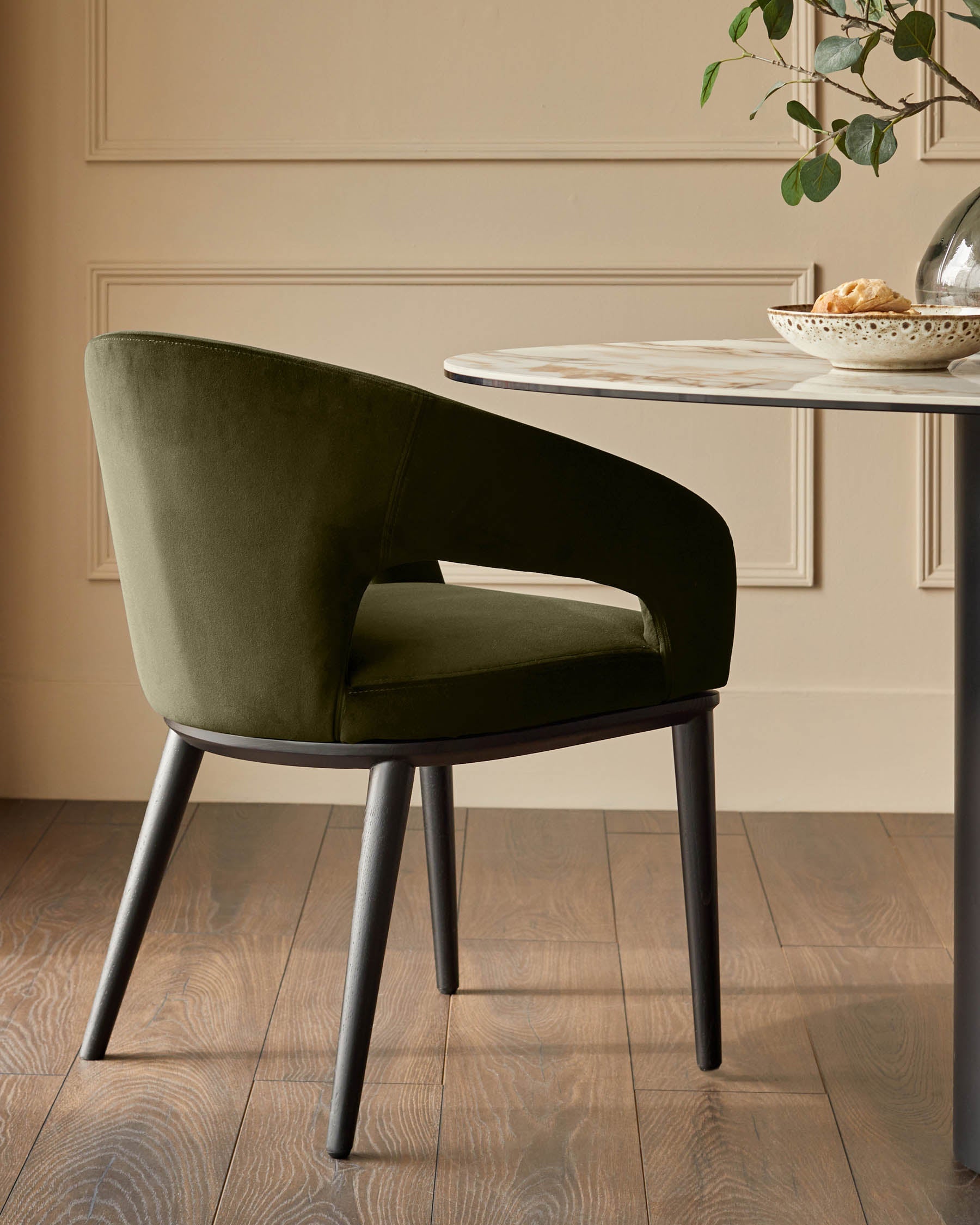 Heath olive green velvet dining chair